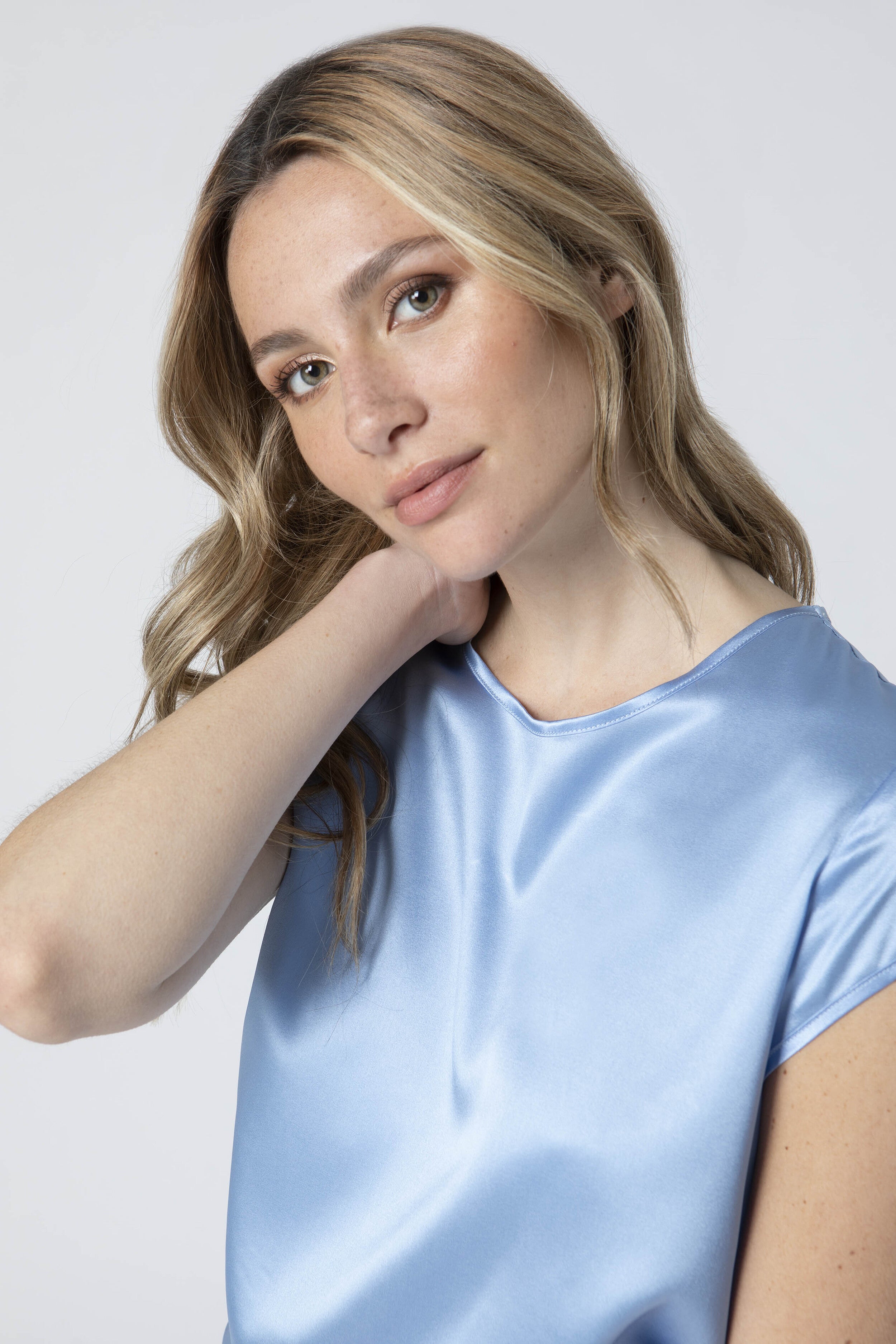 Silk blouse - Light blue