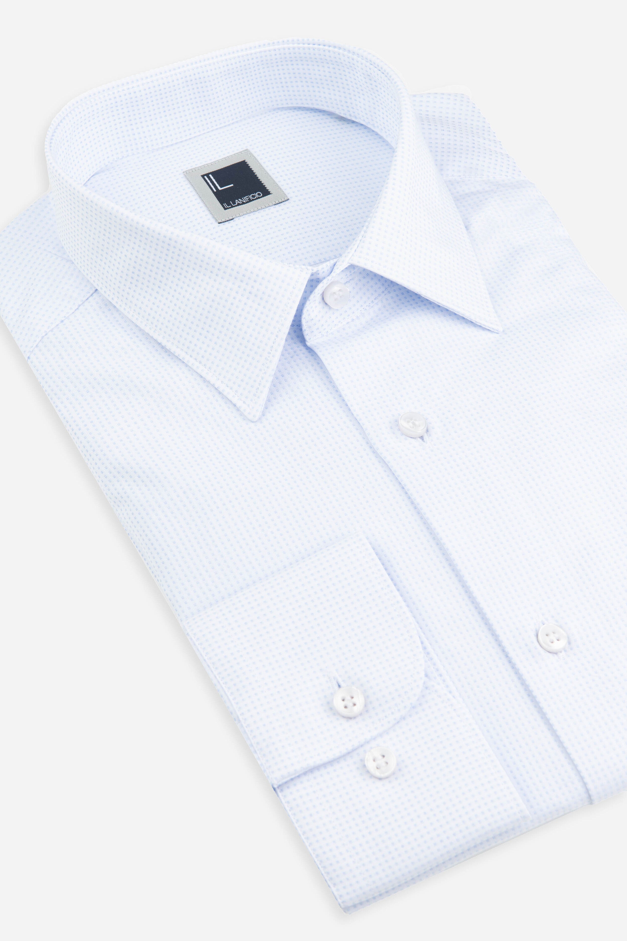 Regular patterned shirt - White-Light blue pattern