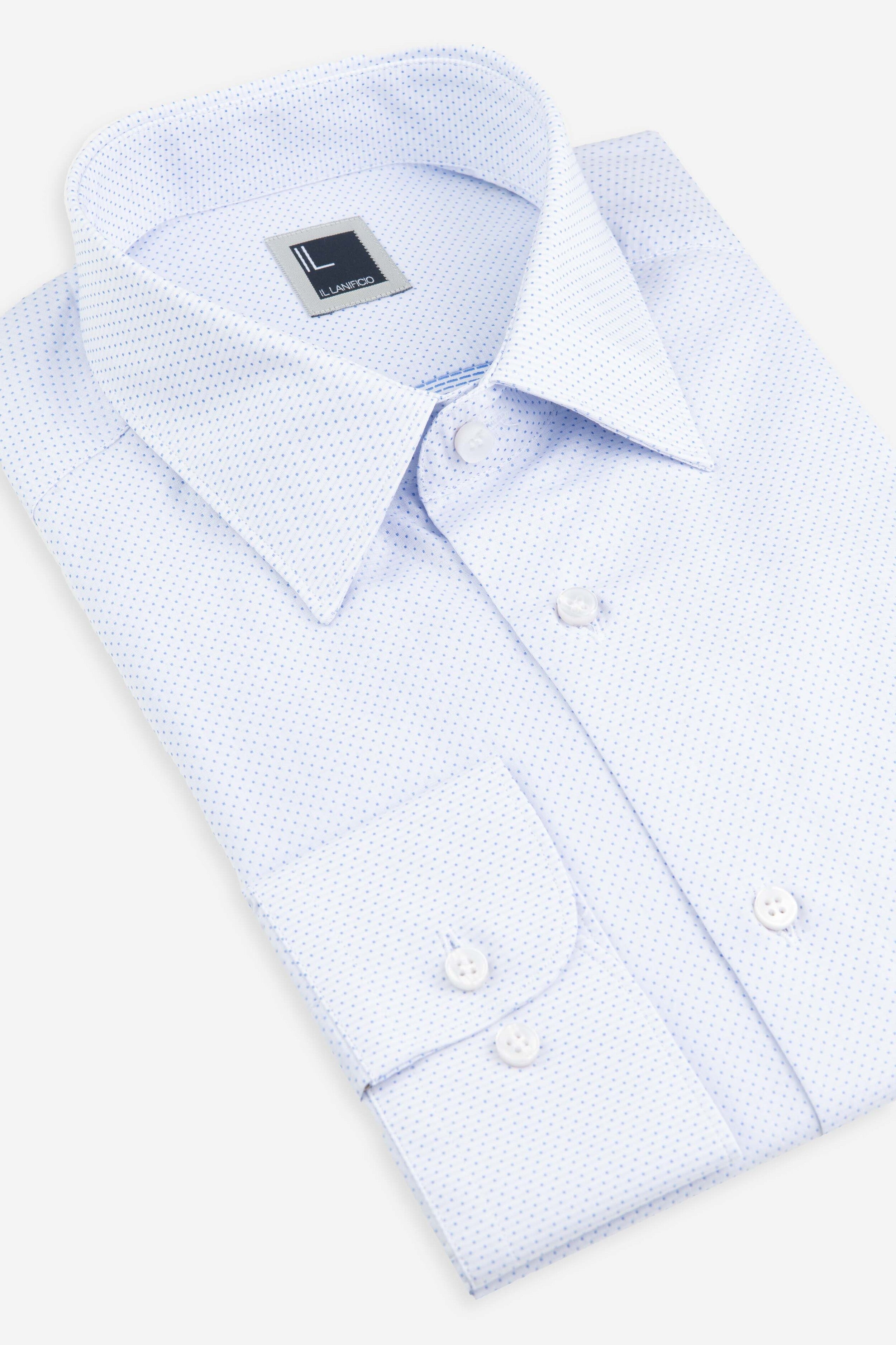 Men’s patterned shirt - White-Light blue pattern