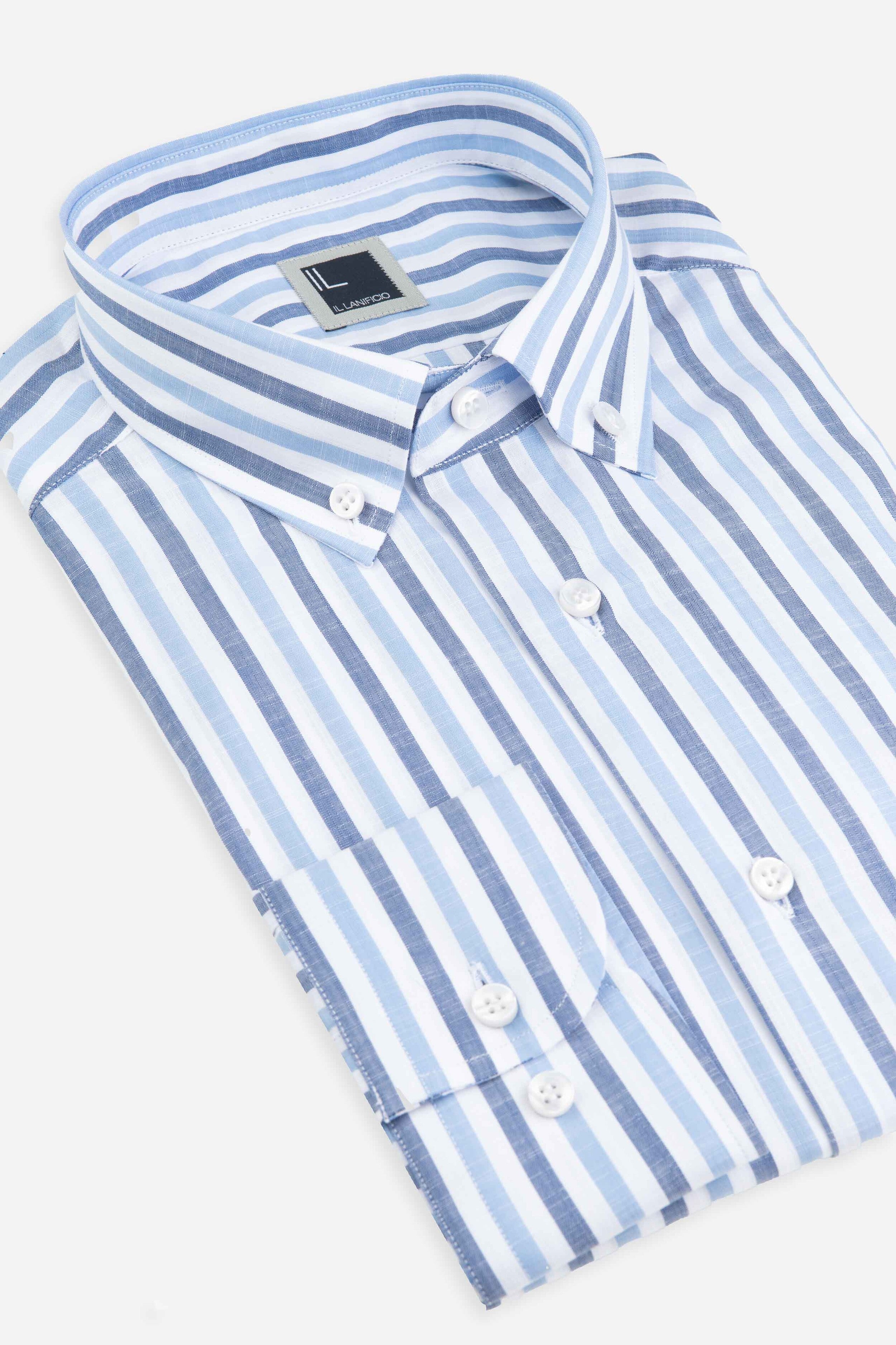 Chemise boutonnée rayée - Bleu - Rayures bleu clair