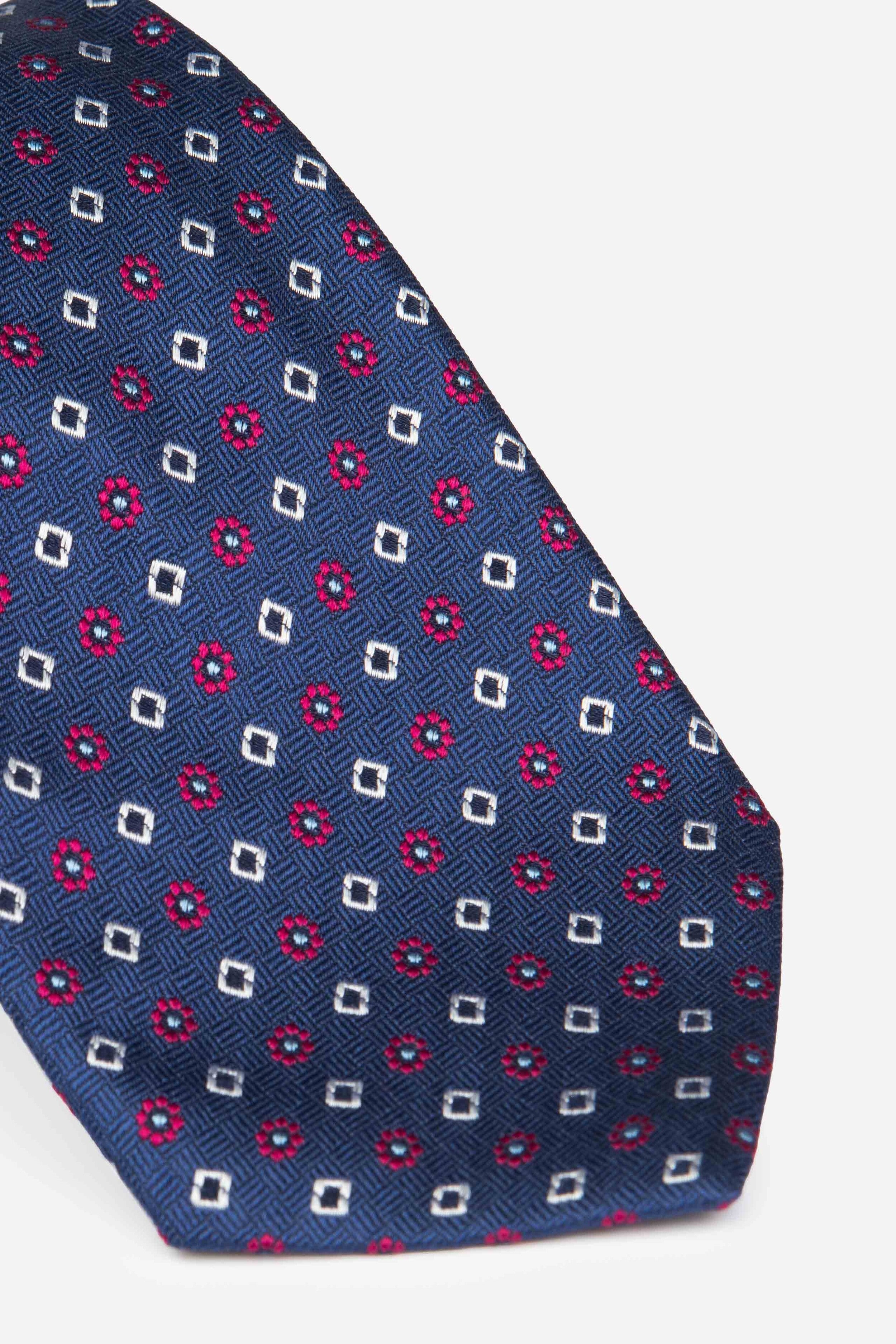 Silk floral tie - Blue pattern