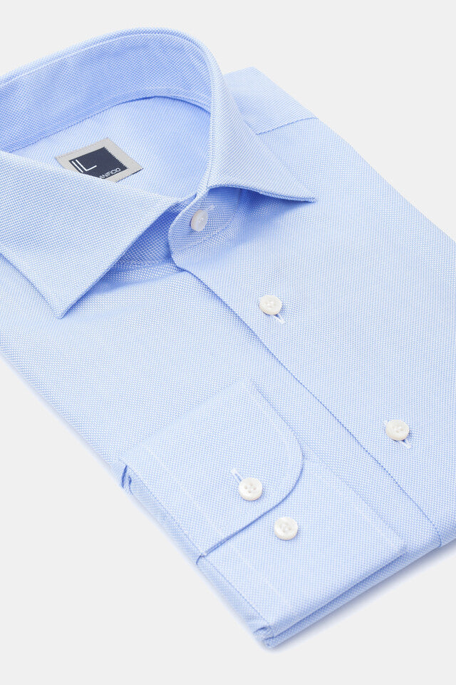 Honeycomb French collar shirt - Light blue