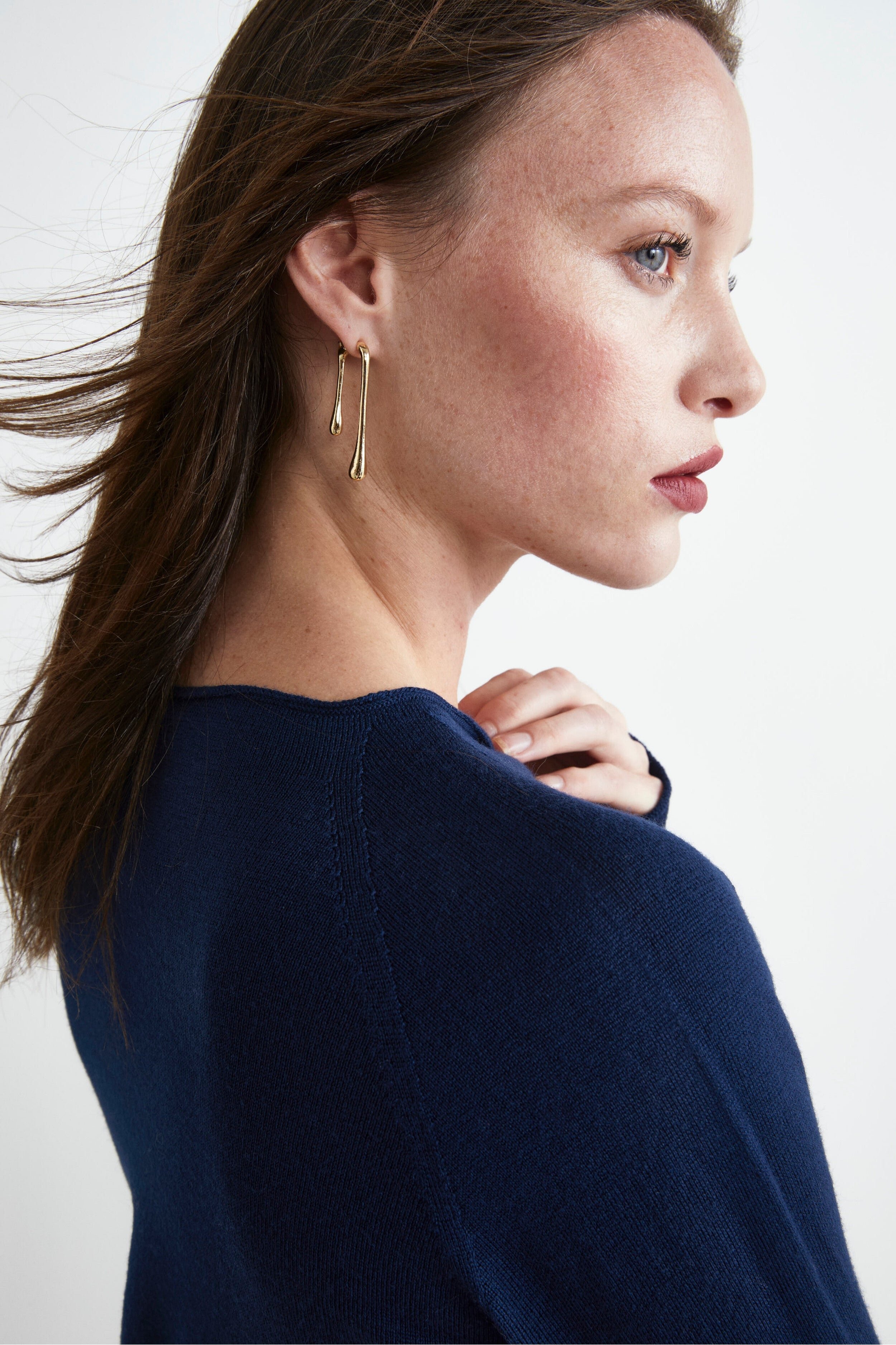 Boat Neck Sweater in Merino Wool - Navy blue