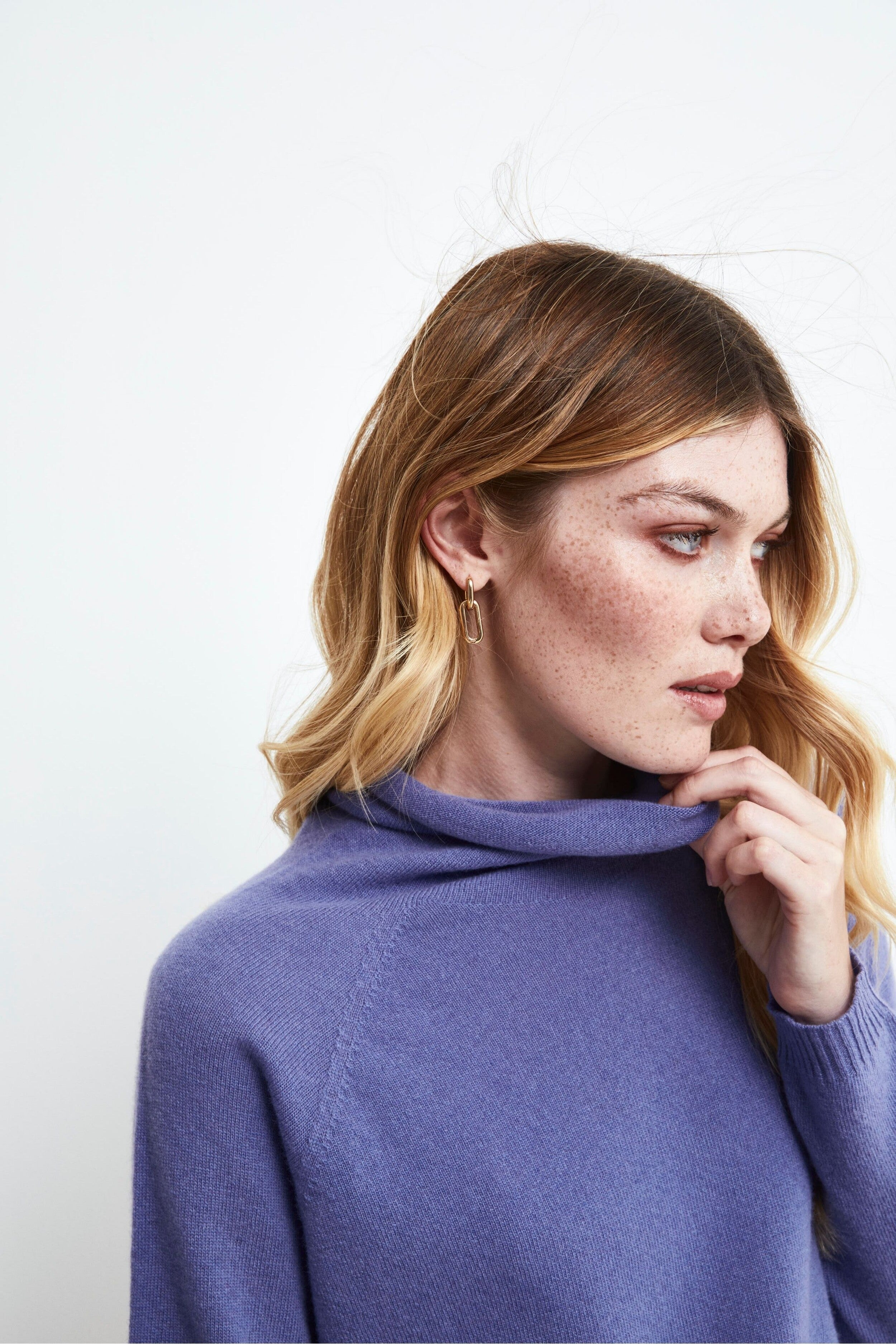 Soft Collar Cashmere Wool Sweater - Lavender