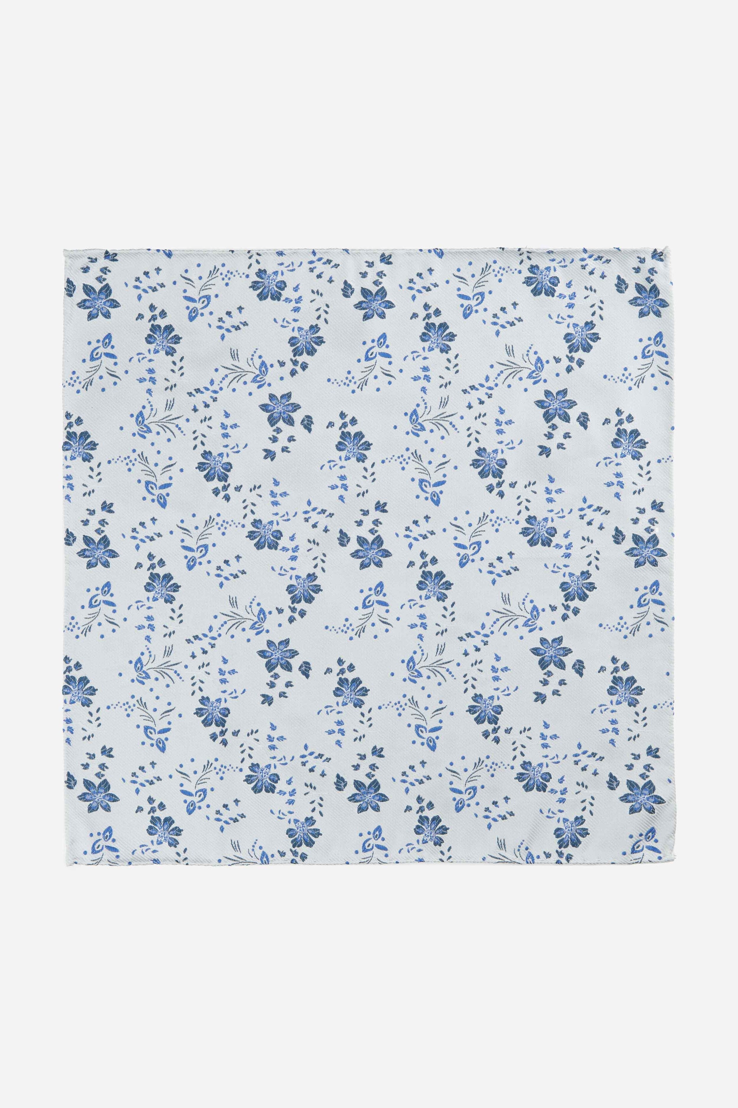 Floral pocket-square - Grey-Blue pattern