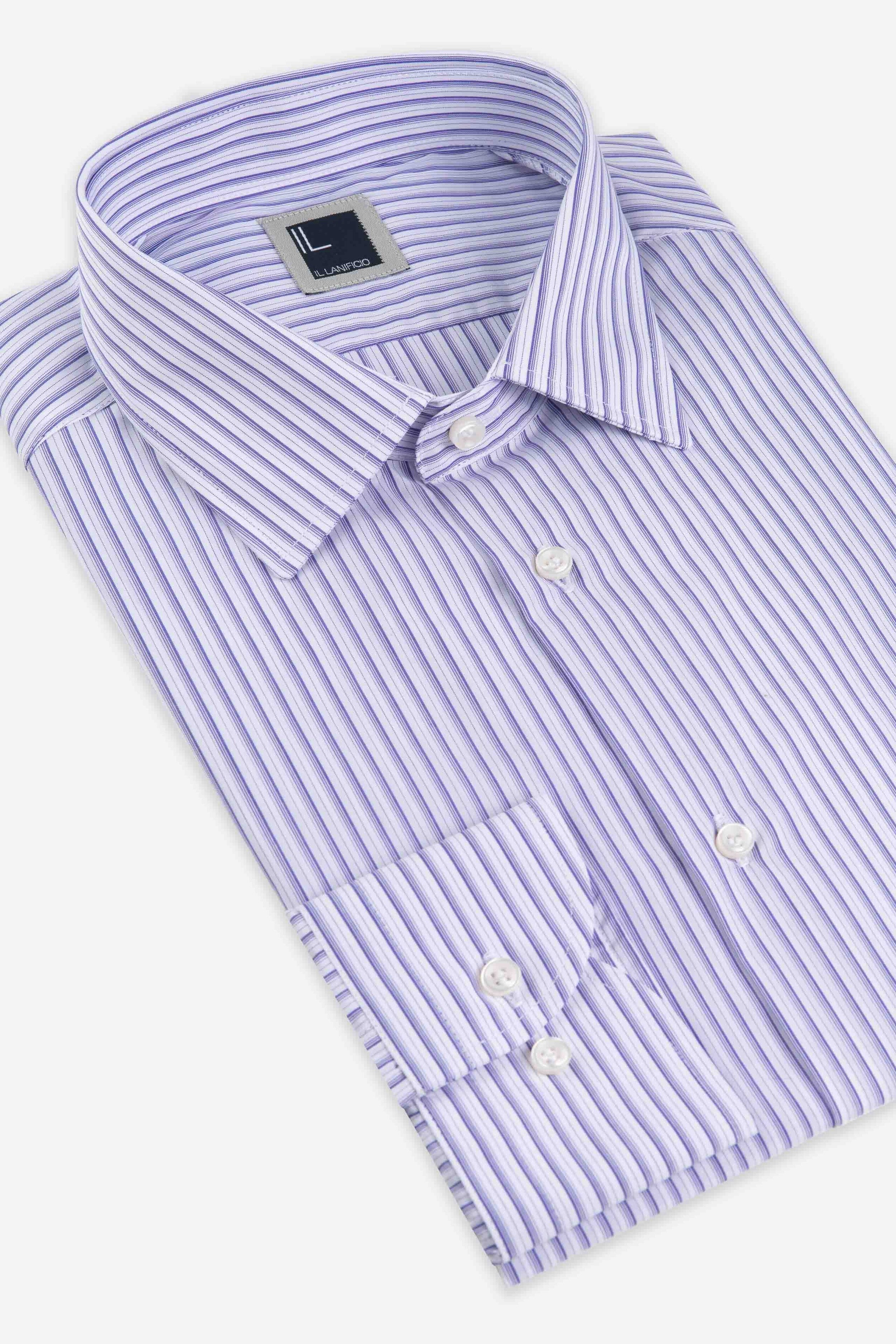 Striped cotton shirt - Purple stripe