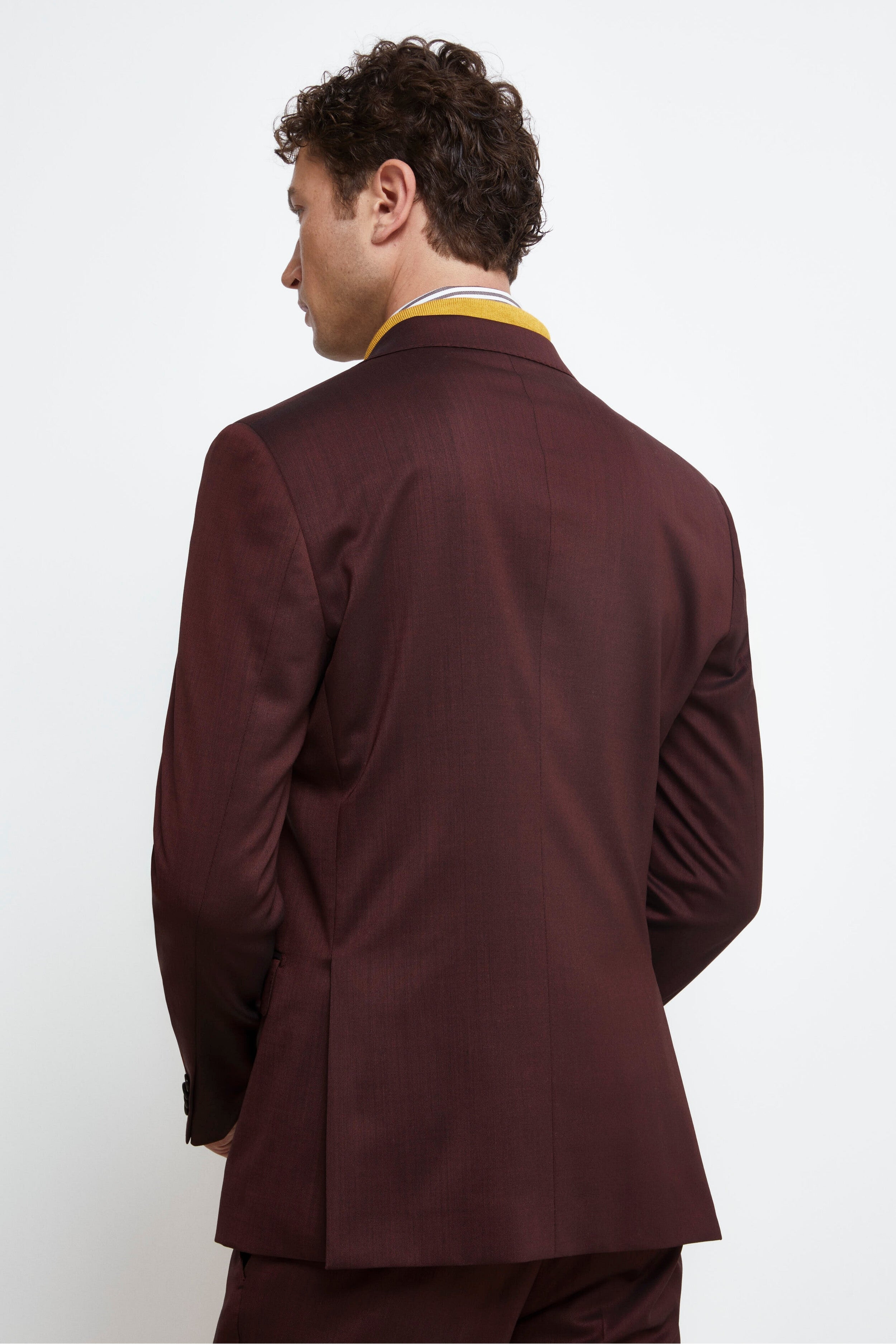 Colored Single-Breasted Slim Fit Suit - Burgundy