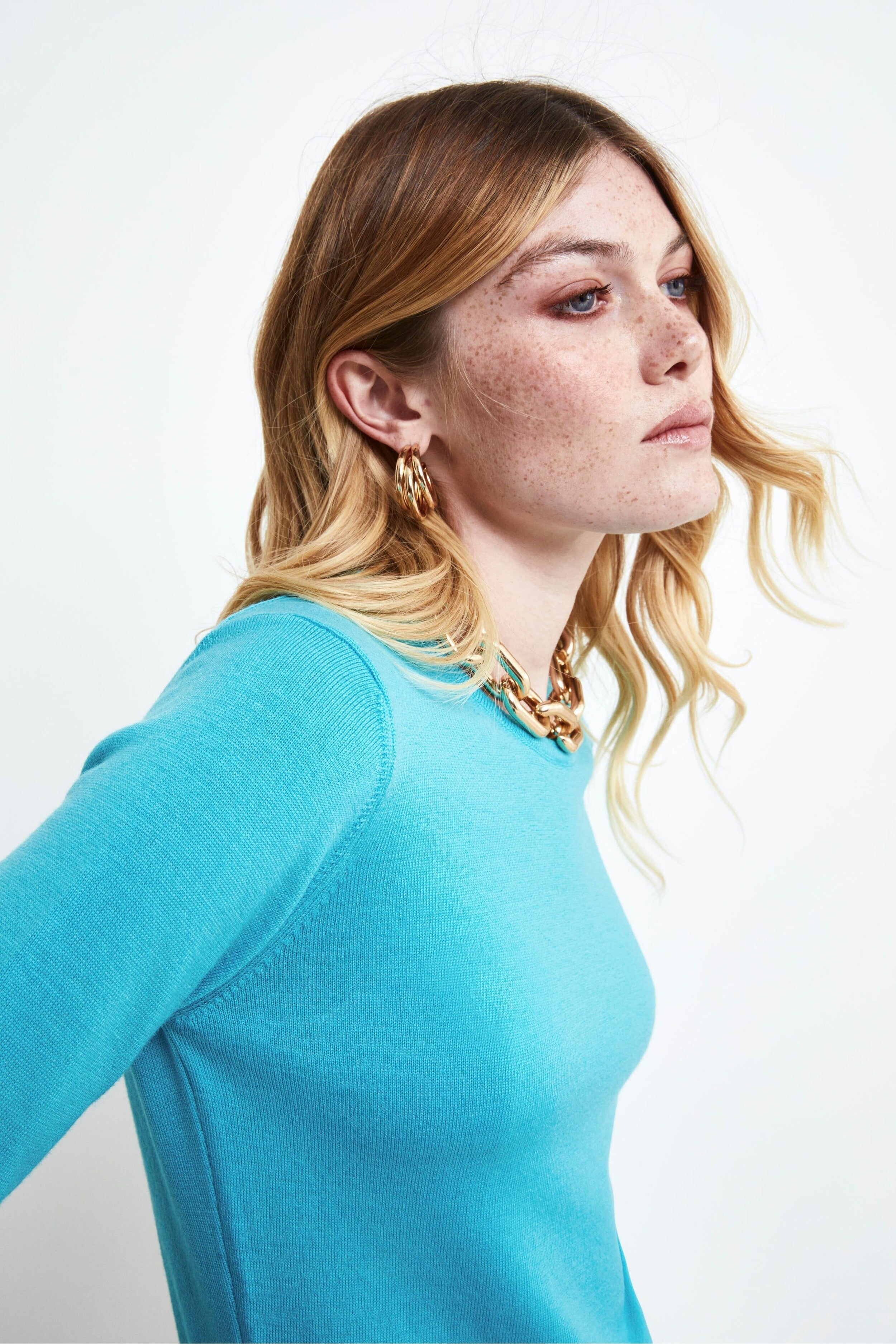 Merino wool crewneck sweater - Turquoise