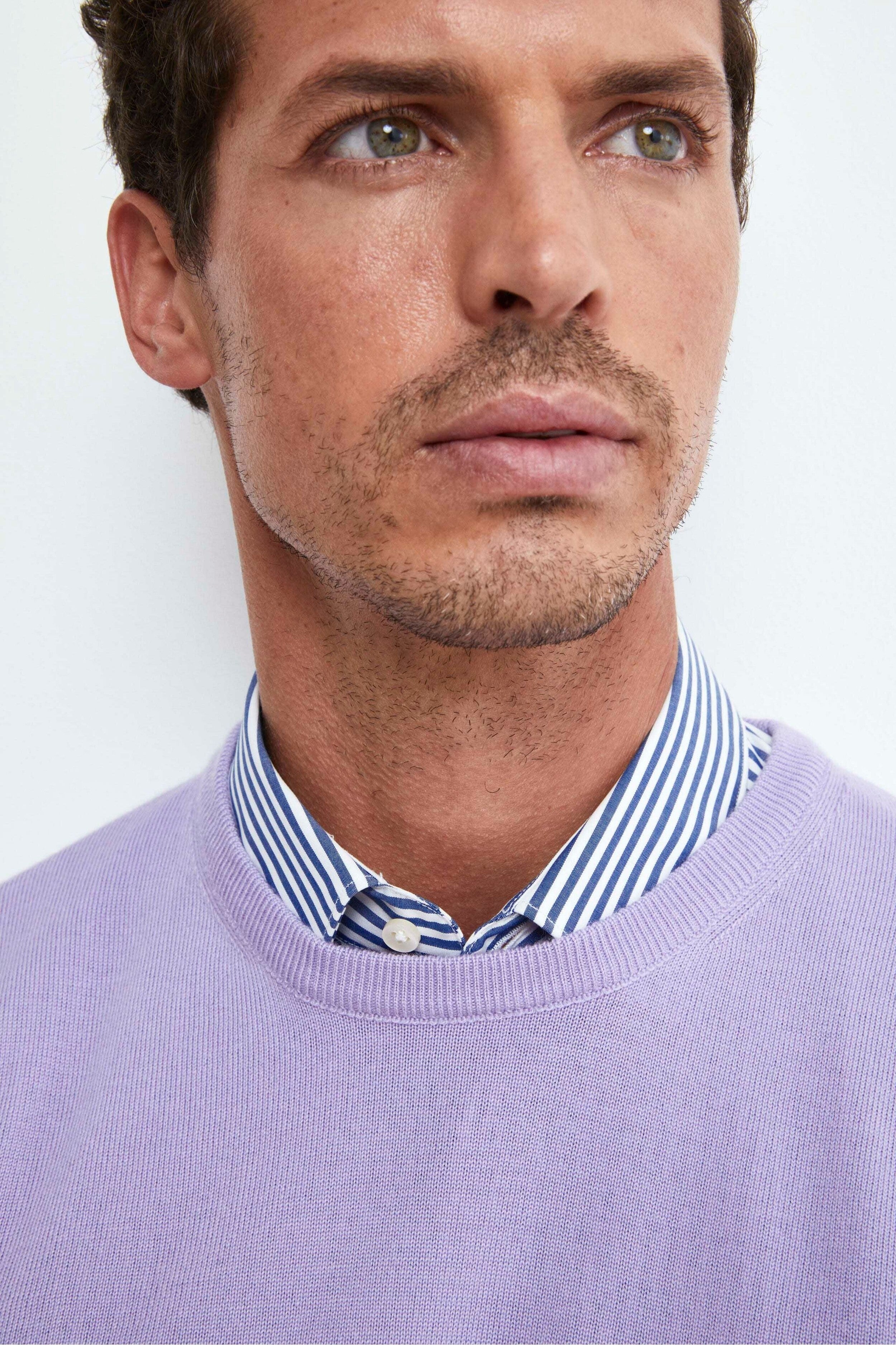 Merino Wool Crewneck Sweater - Lilac