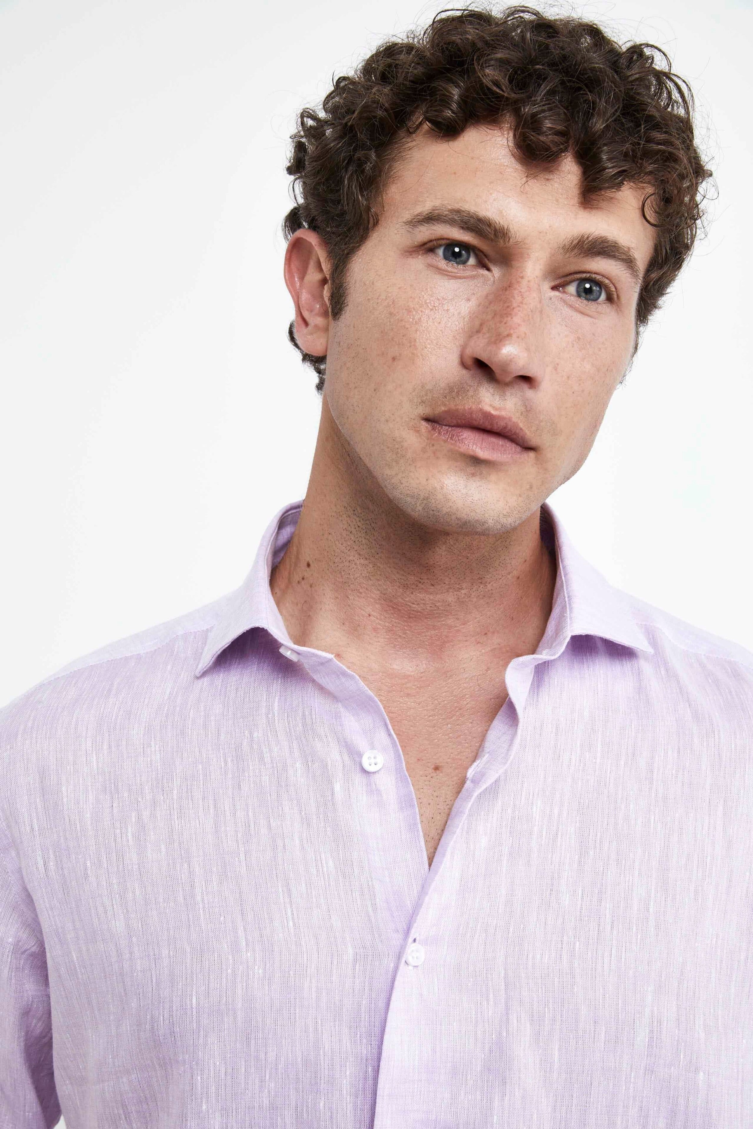 Men’s linen shirt - Wisteria purple