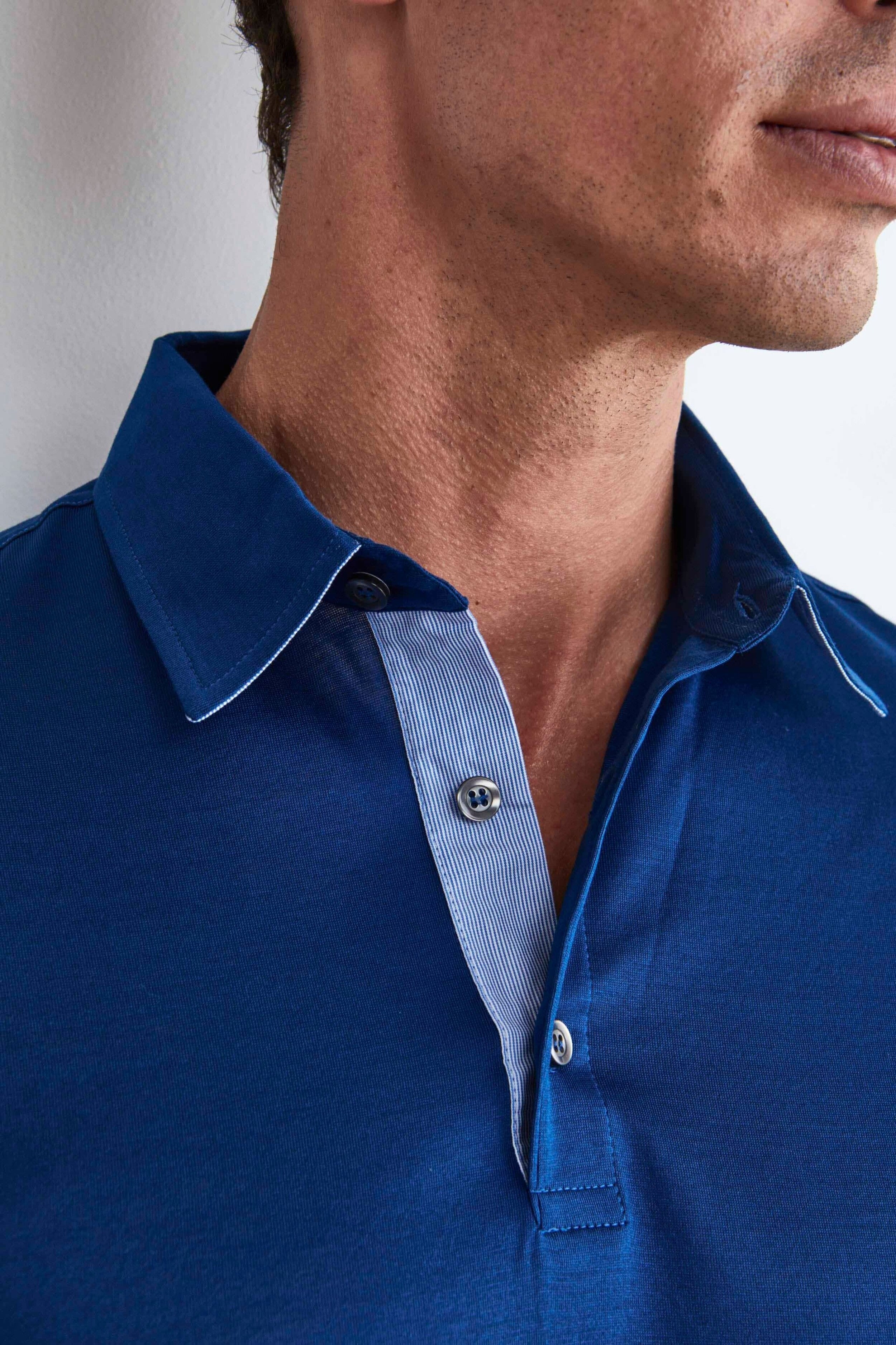 Poloshirt aus Jersey - Mittelblau