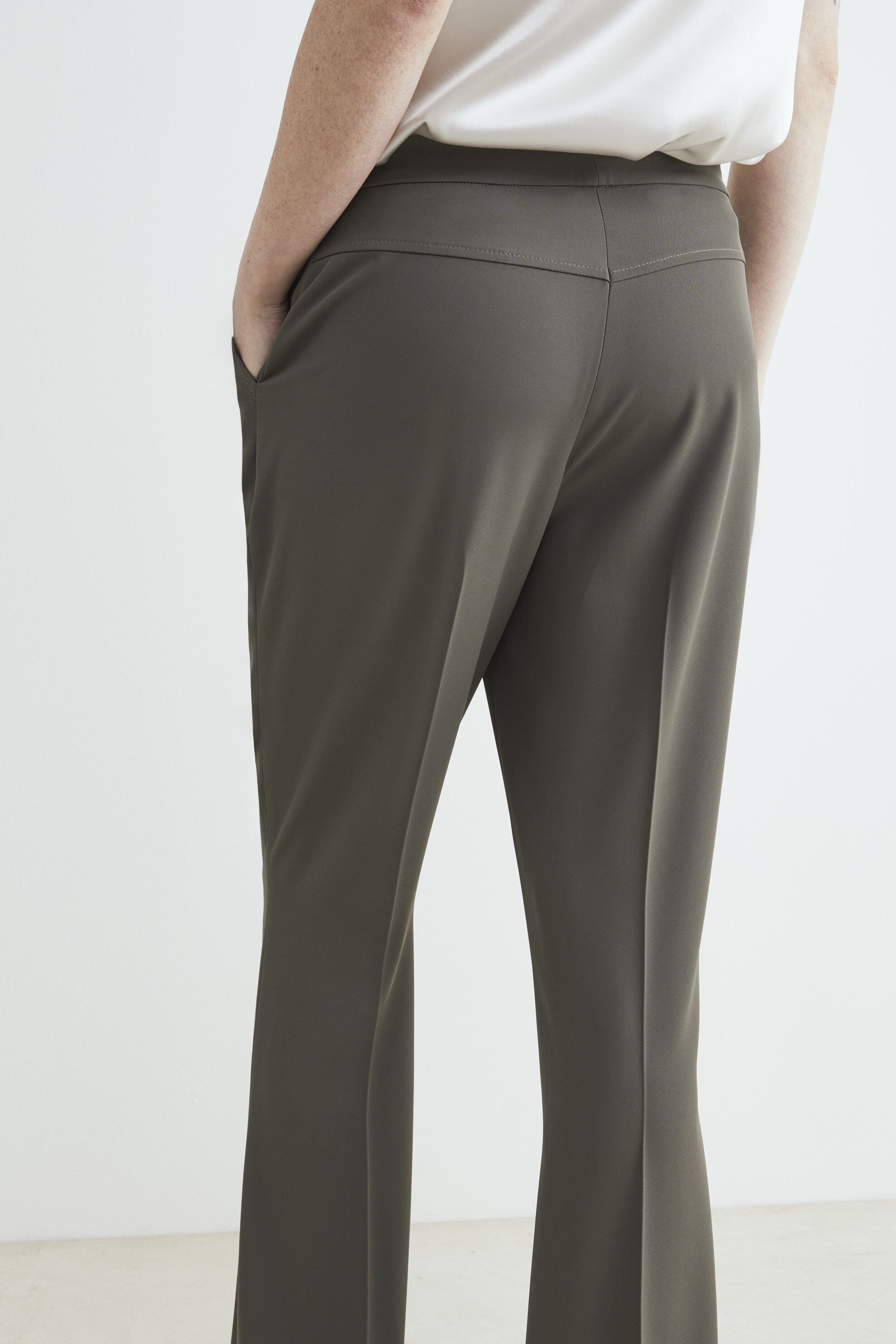 Flare trousers with pockets - Military green