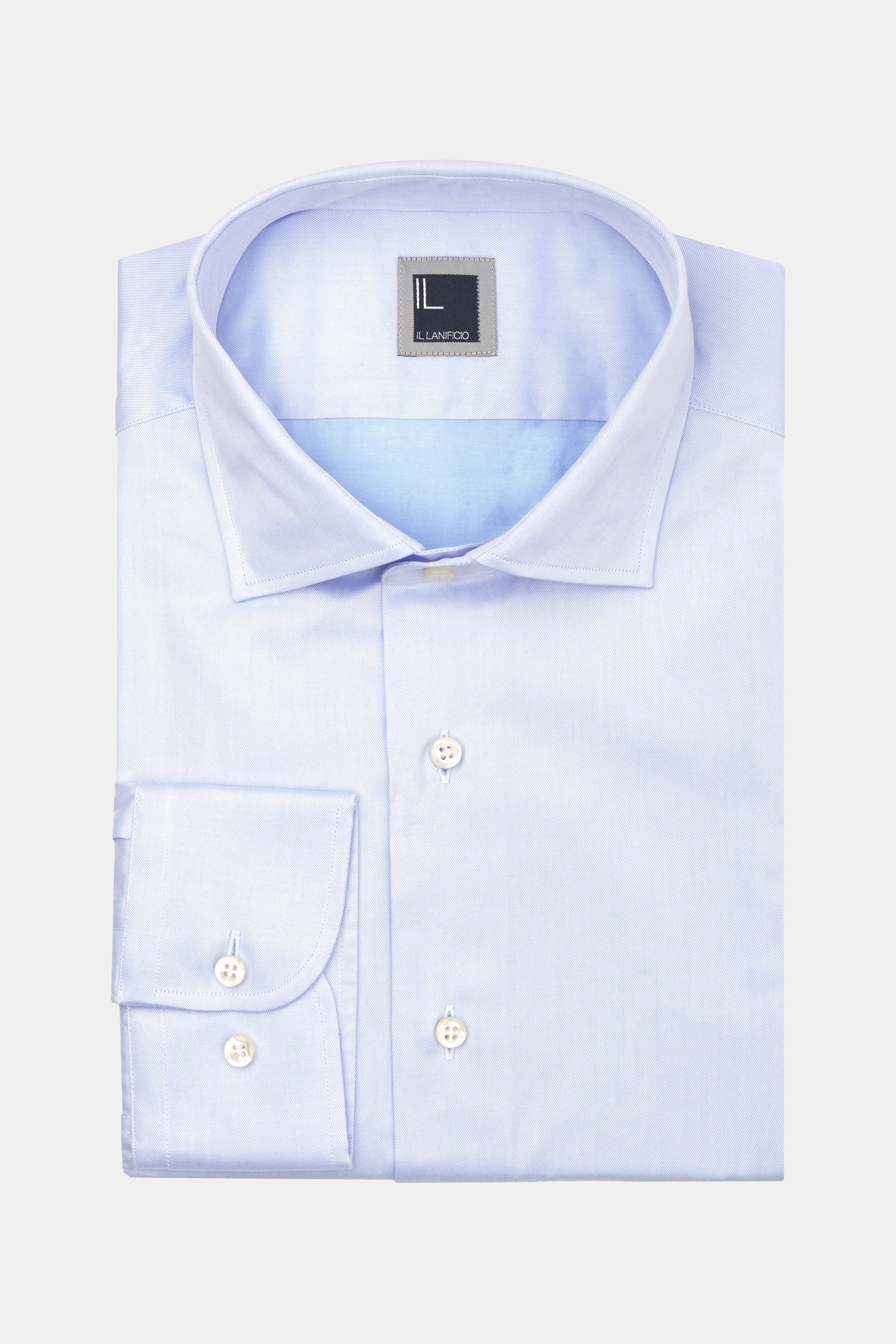 Chemise slim en sergé col français - Bleu clair