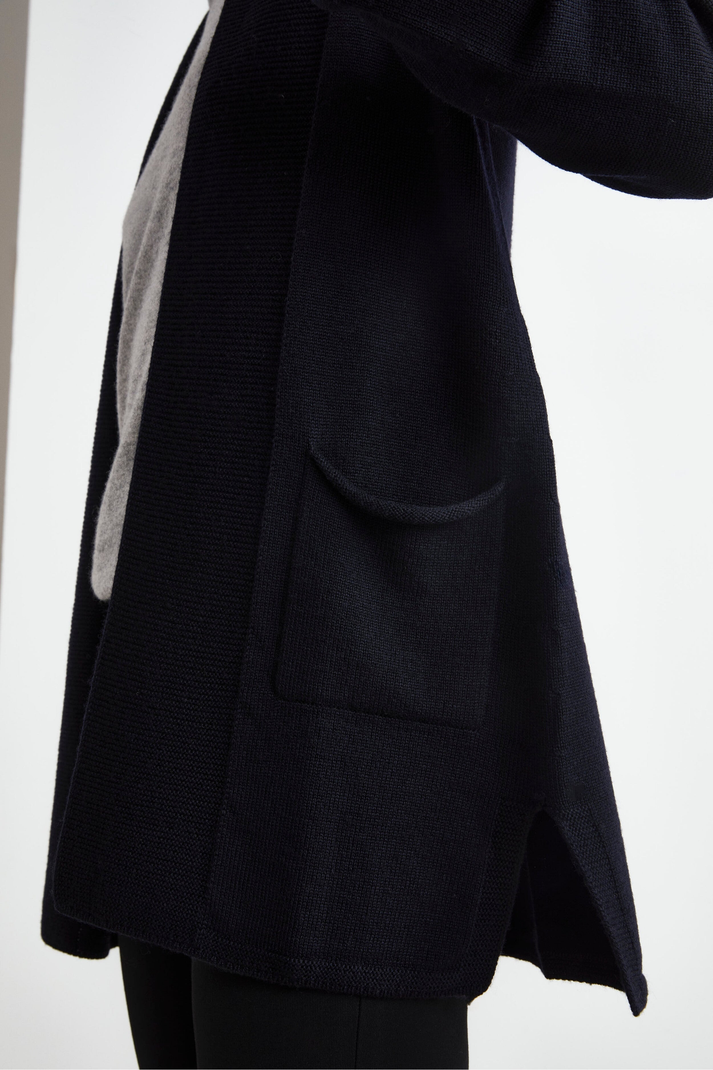 Open wool cardigan - BLACK