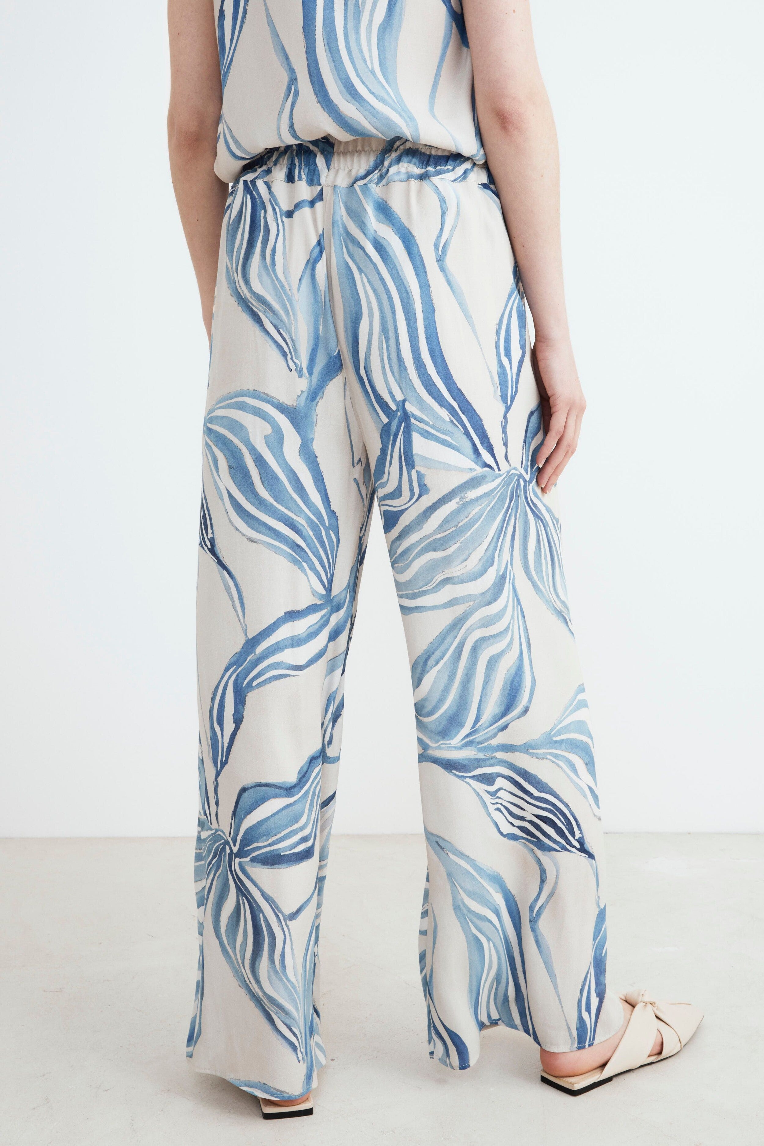 Patterned soft pants - Light blue pattern