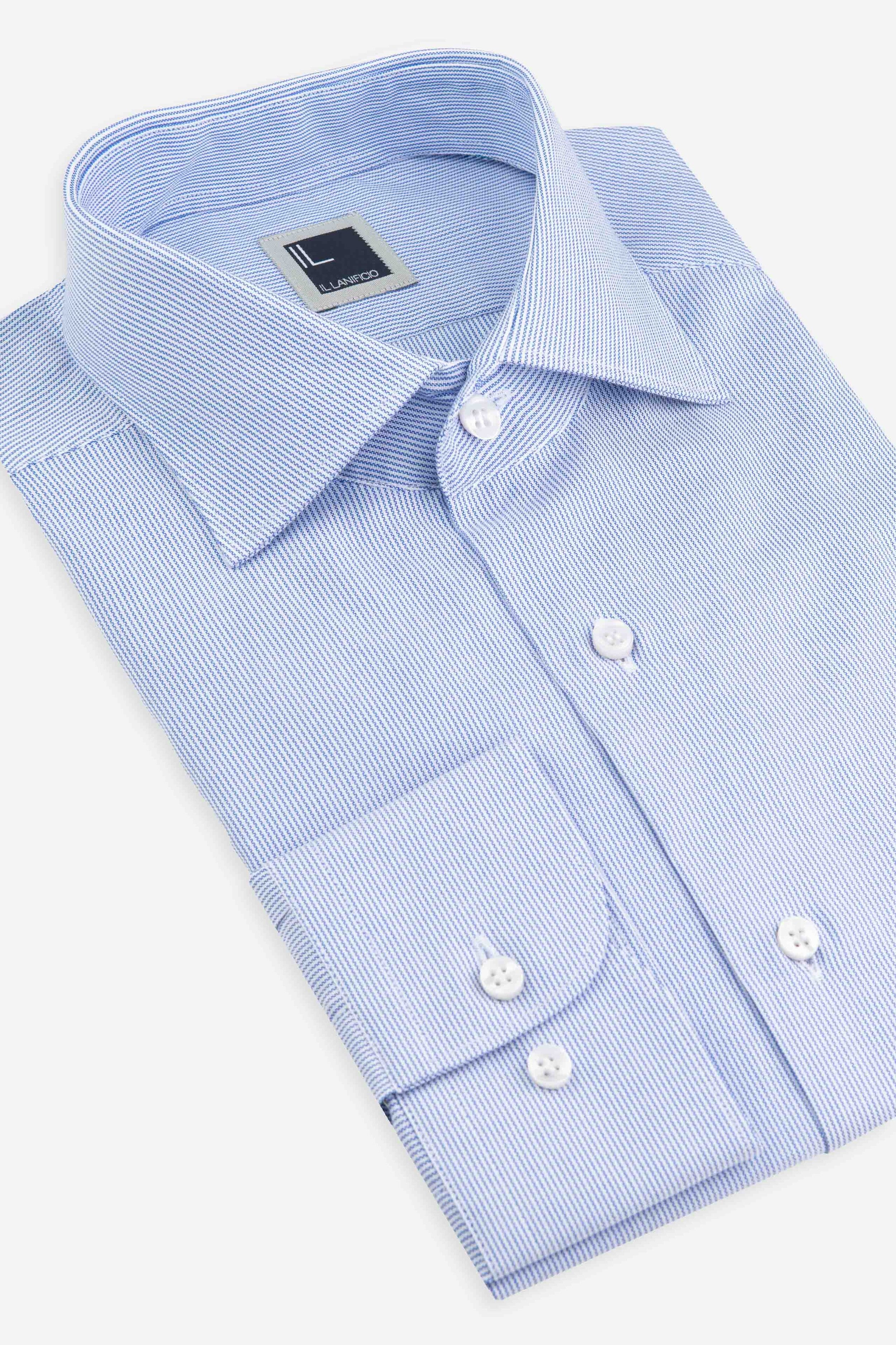 French neck striped shirt - Blue stripe