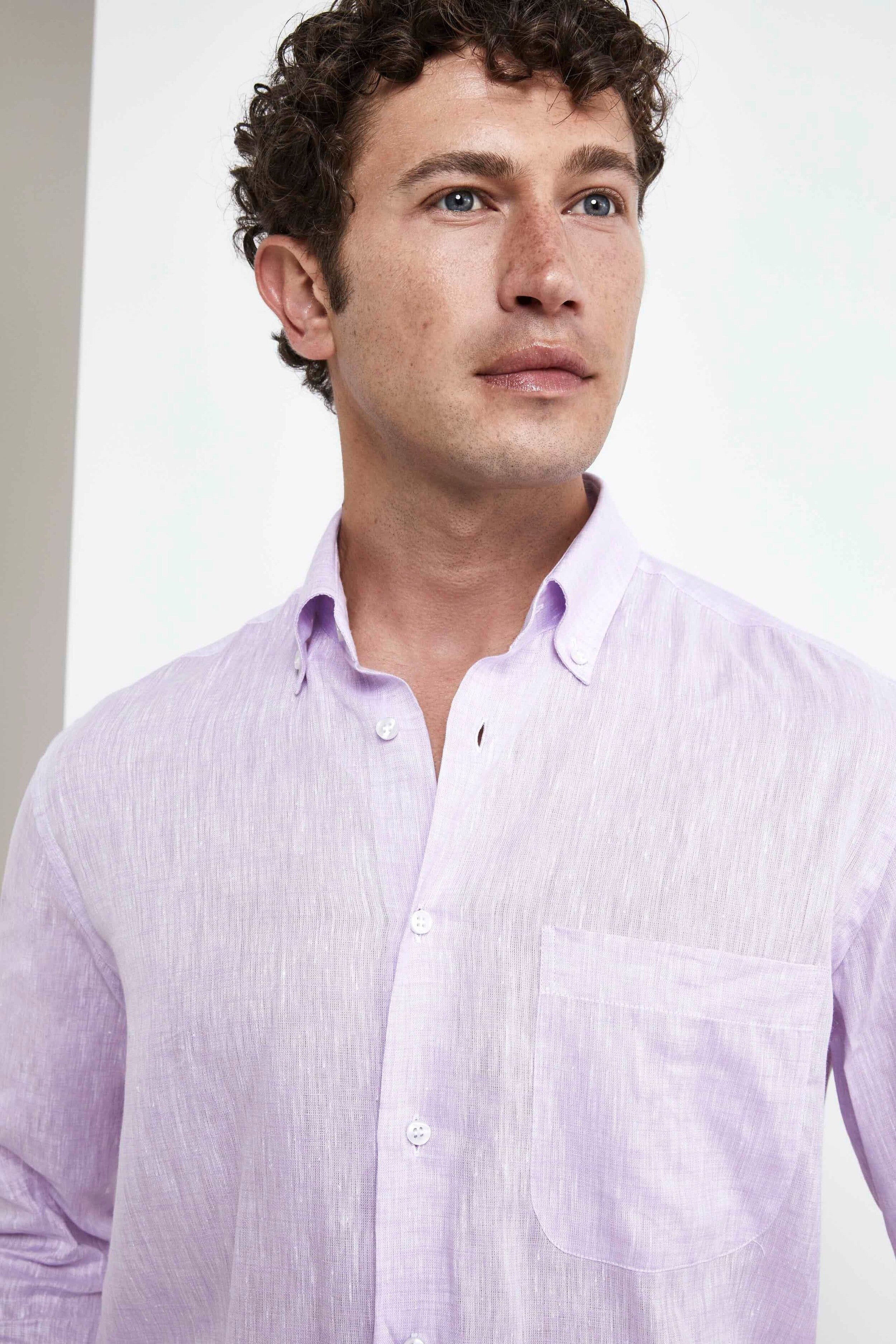 Regular Fit Linen Shirt - Wisteria purple