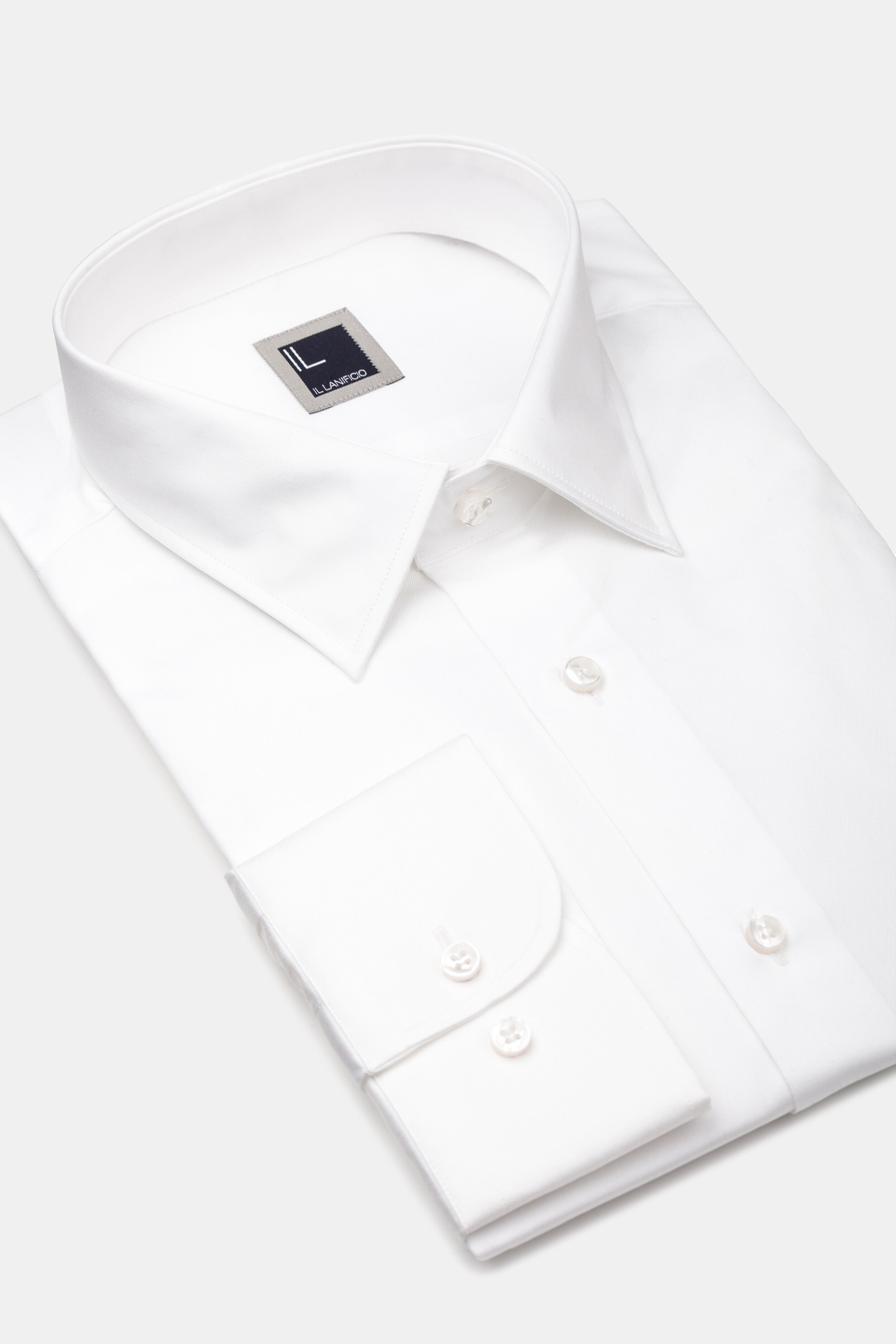 Chemise en sergé à col classique - BLANC