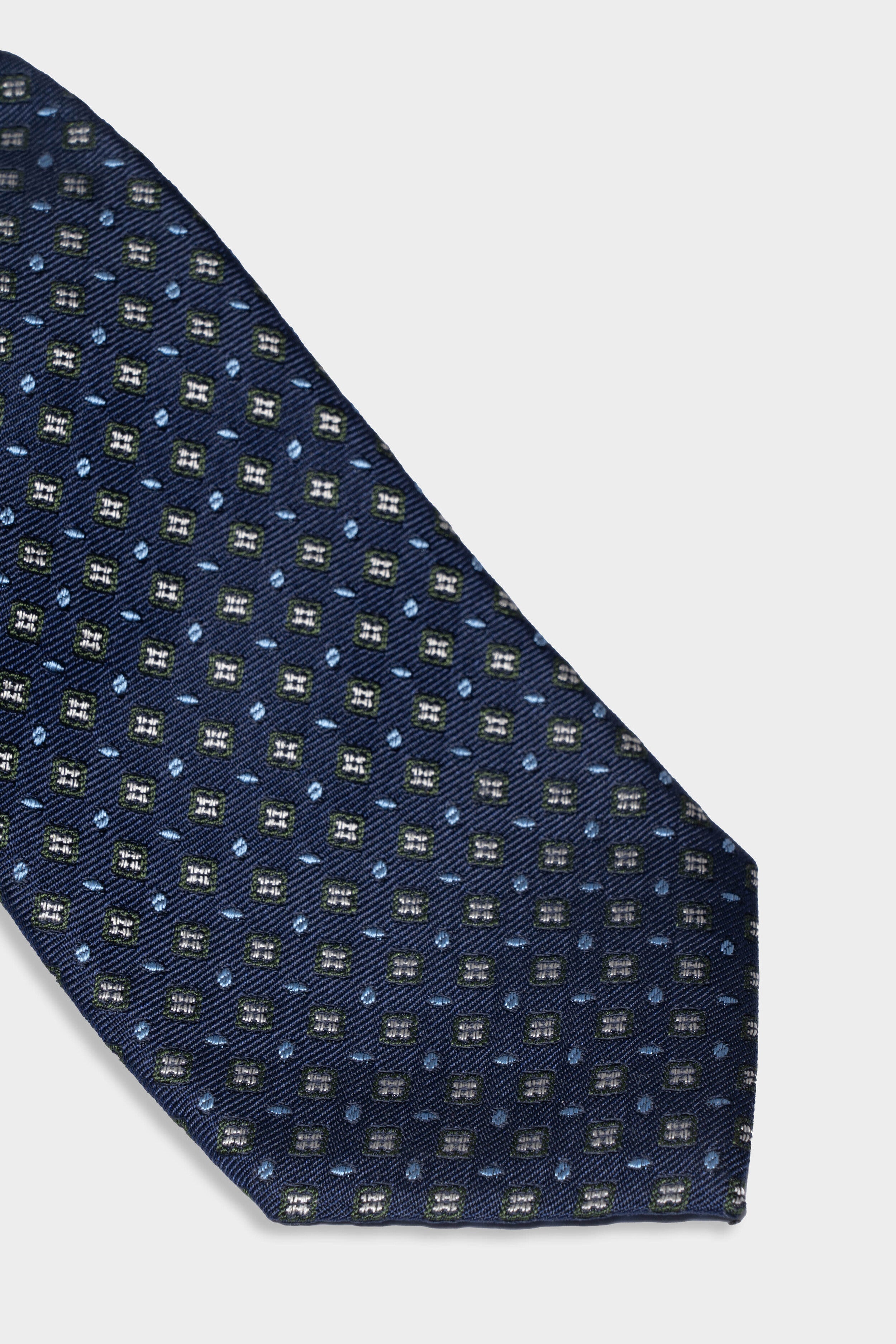 Tie in silk for man - BLUE/BEIGE PATTERN