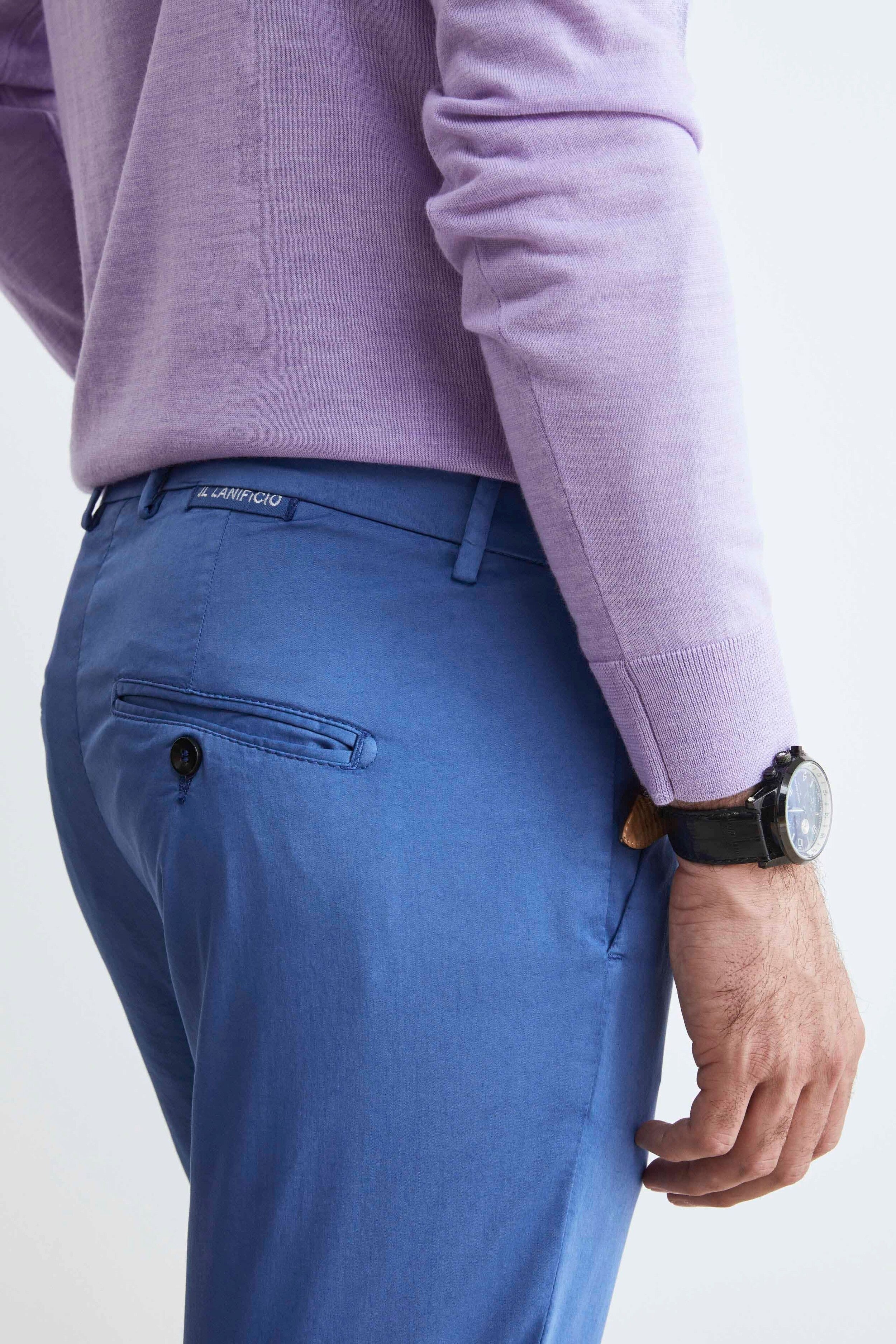 Pantalon slim avec plis - Bleu royal