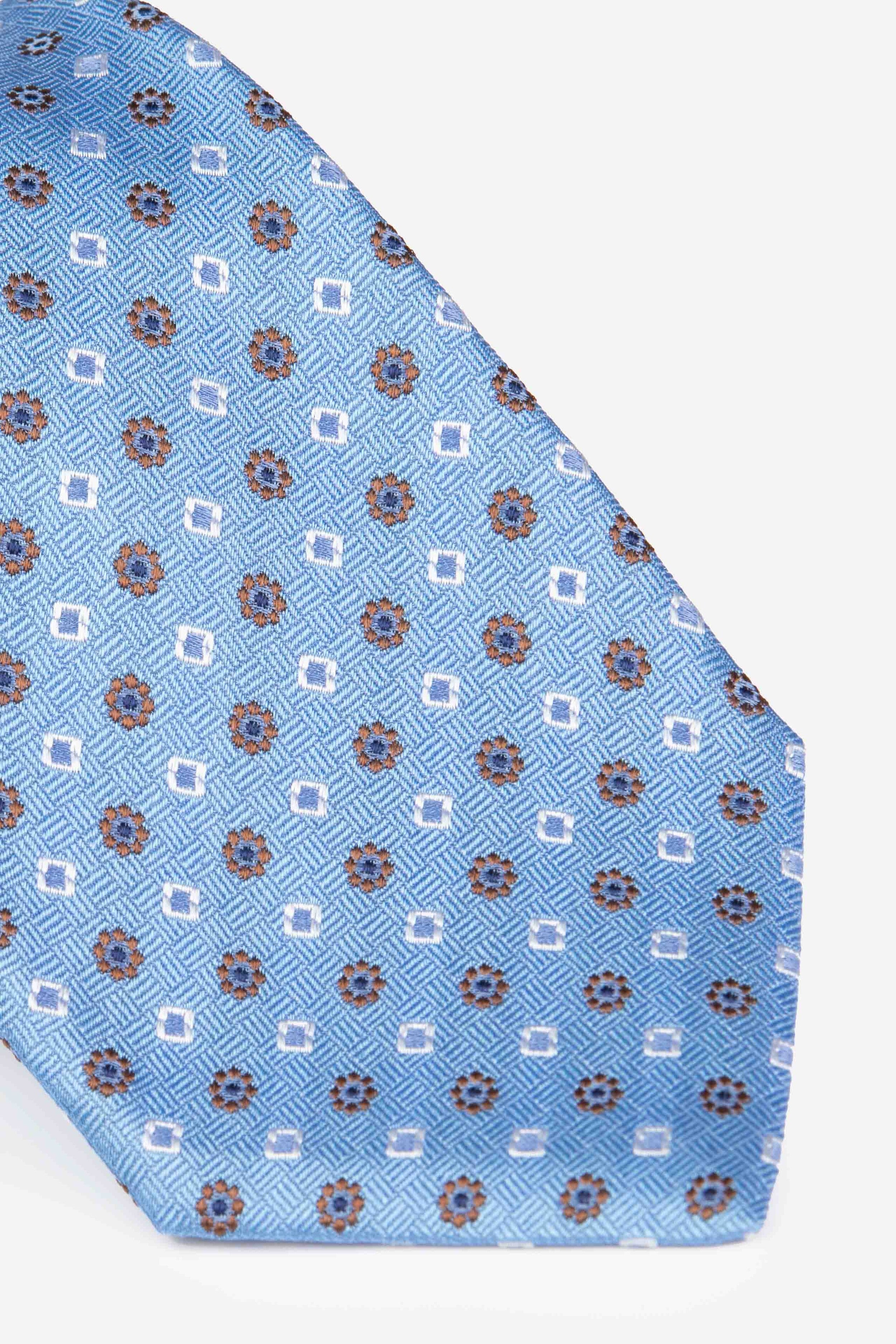 Silk floral tie - LIGHT BLUE MICROEFFECT