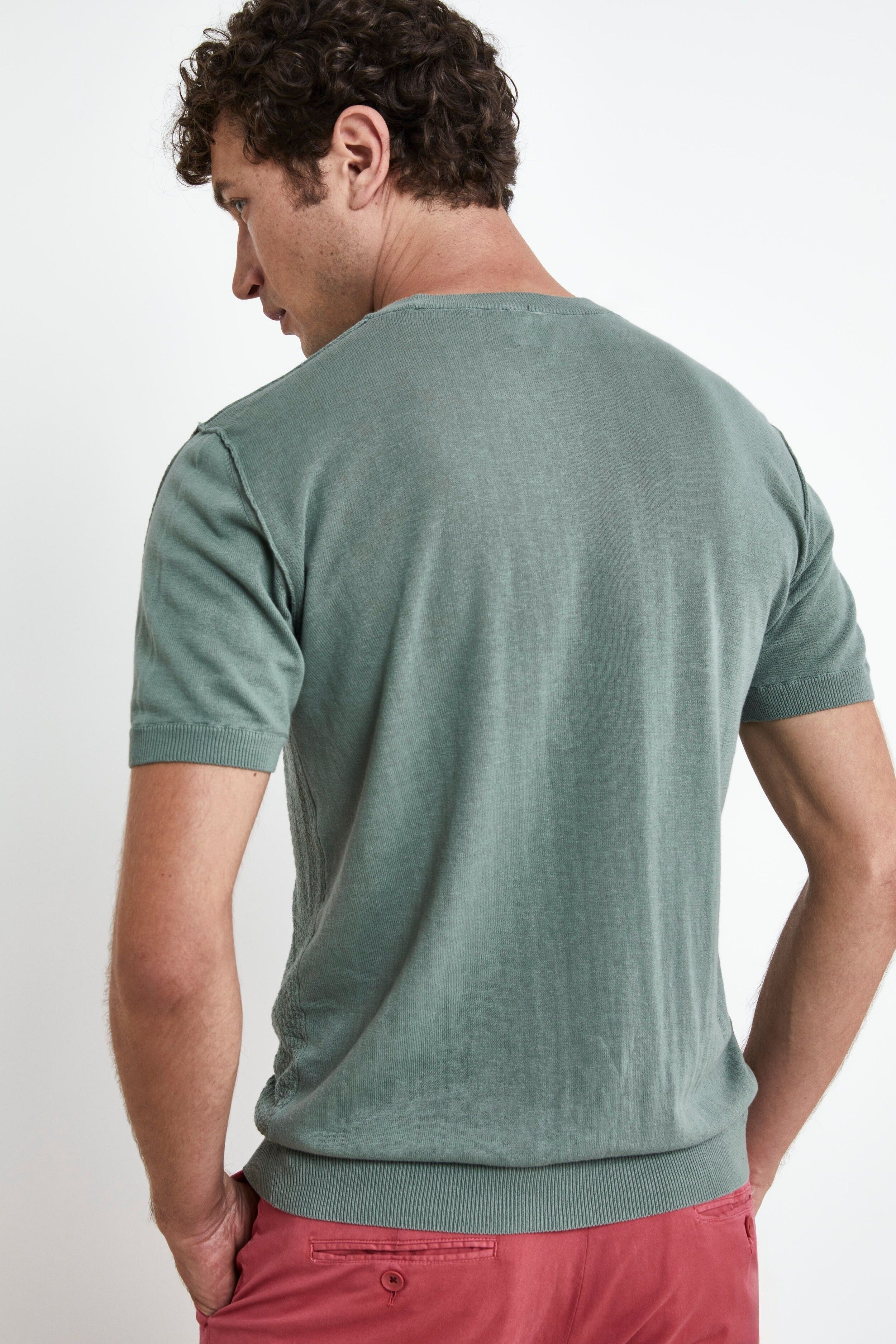 T-shirt structuré en coton - Vert militaire