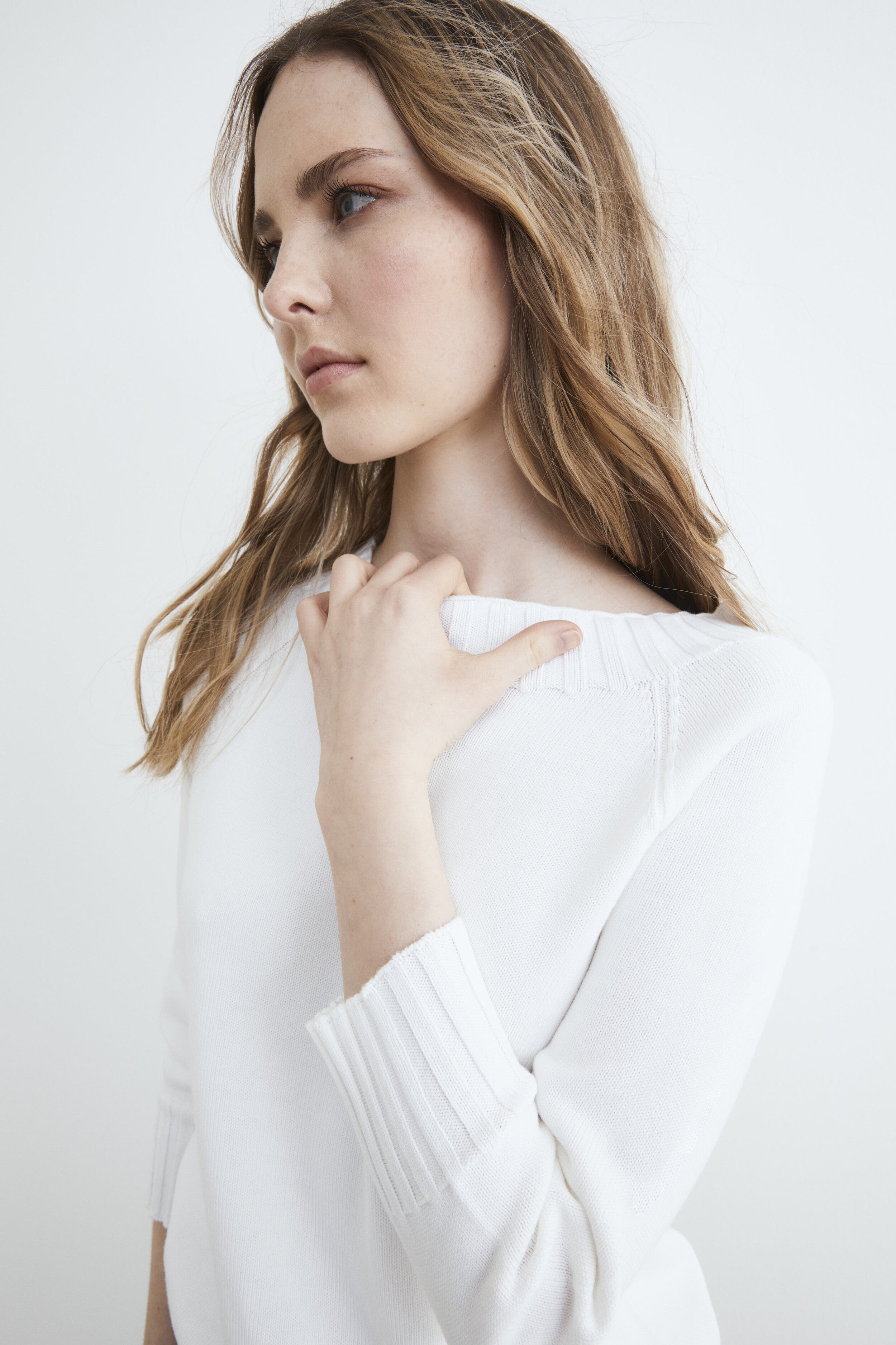 Ribbed cotton sweater - WHITE