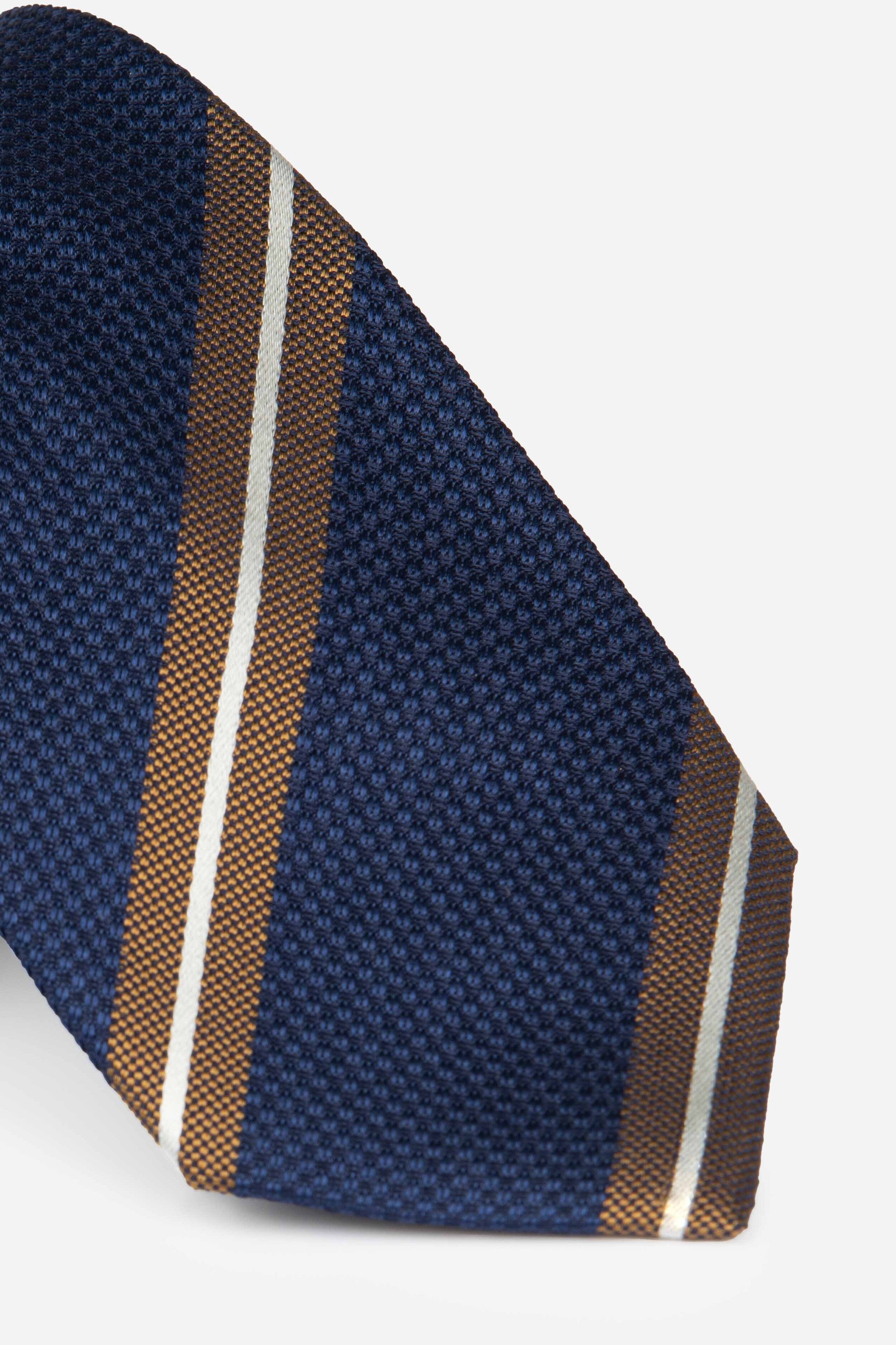 Silk striped tie - BLUE/YELLOW STRIPED