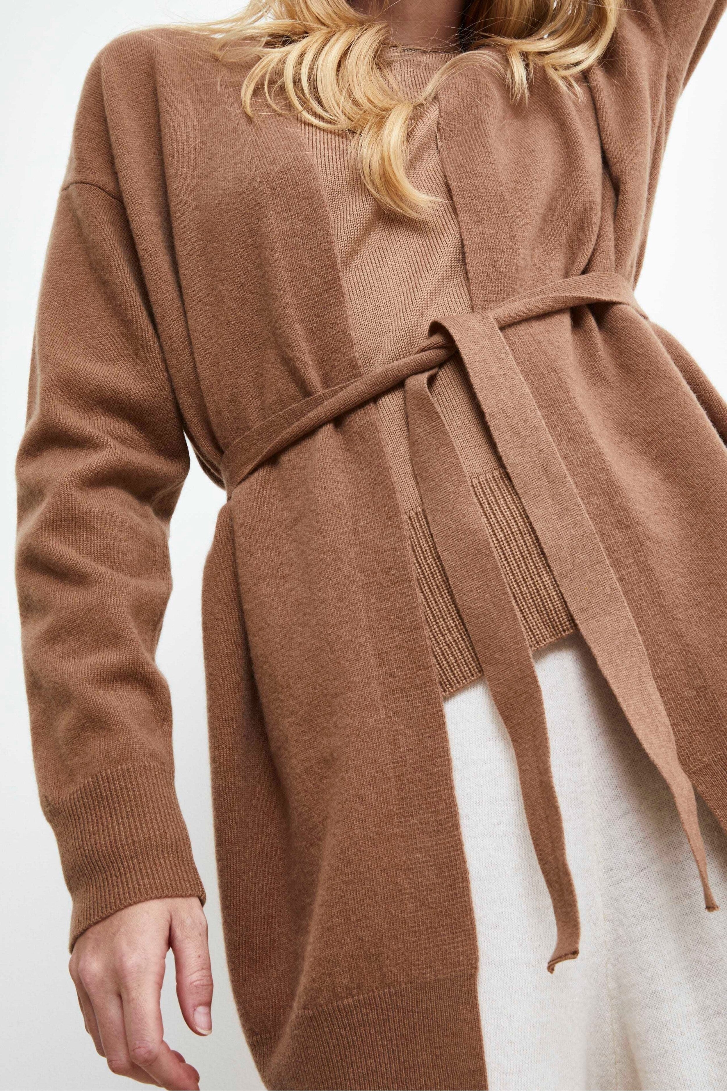 Cashmere Wool Belted Cardigan - CAMMELLO