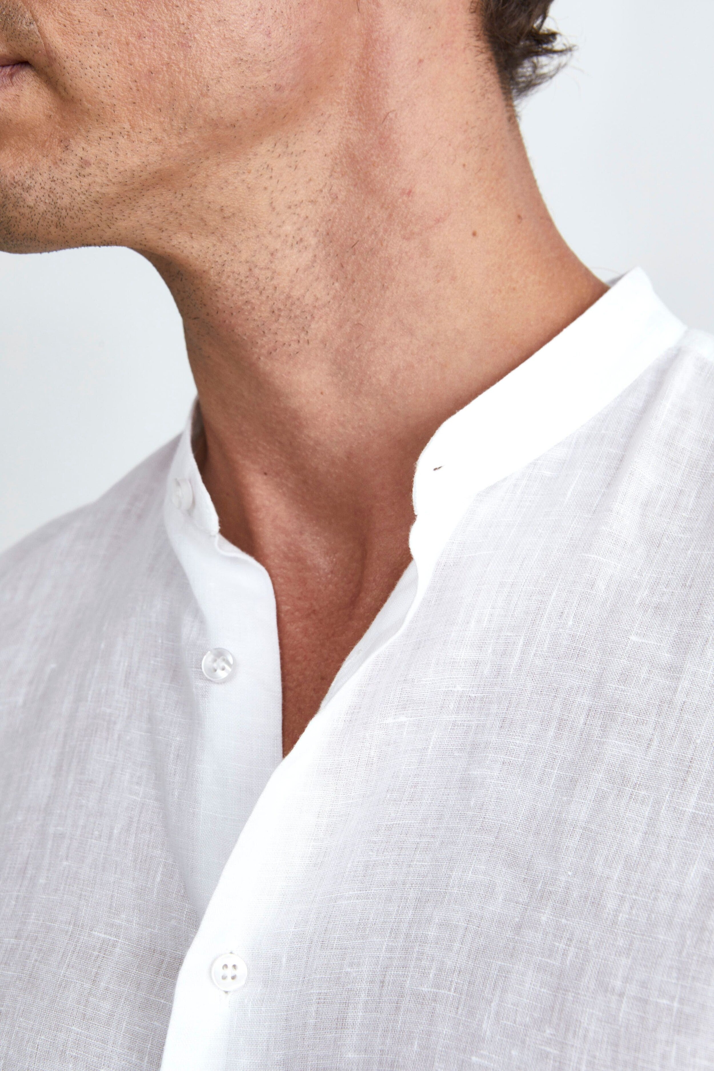 Custom Fit Linen Shirt - WHITE