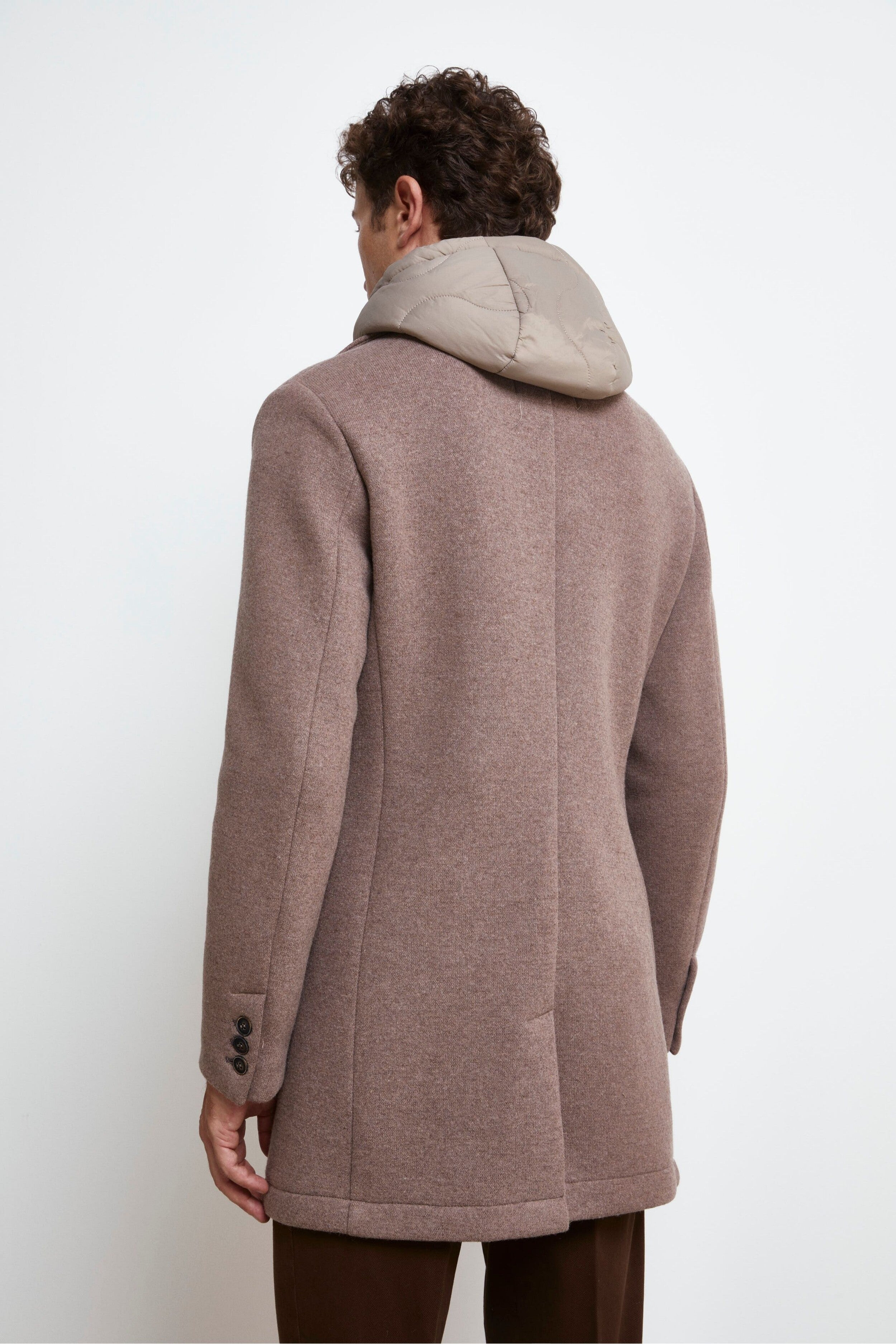 Manteau avec capuche en mélange de laine - gris