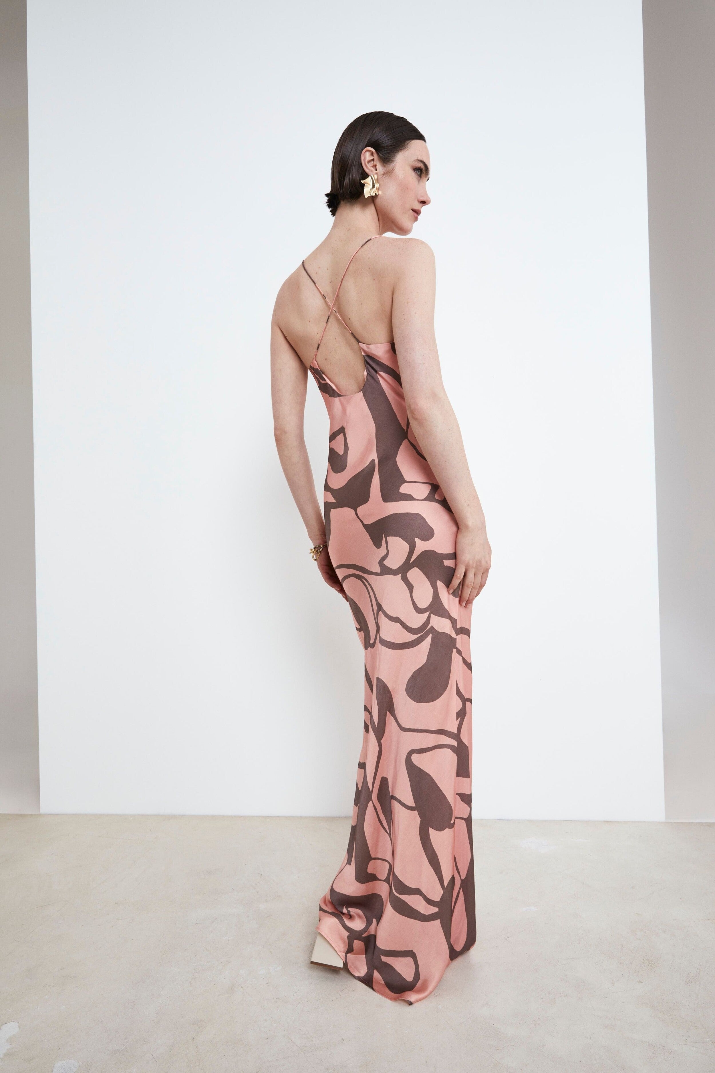 Robe de cérémonie midi - Motif rose