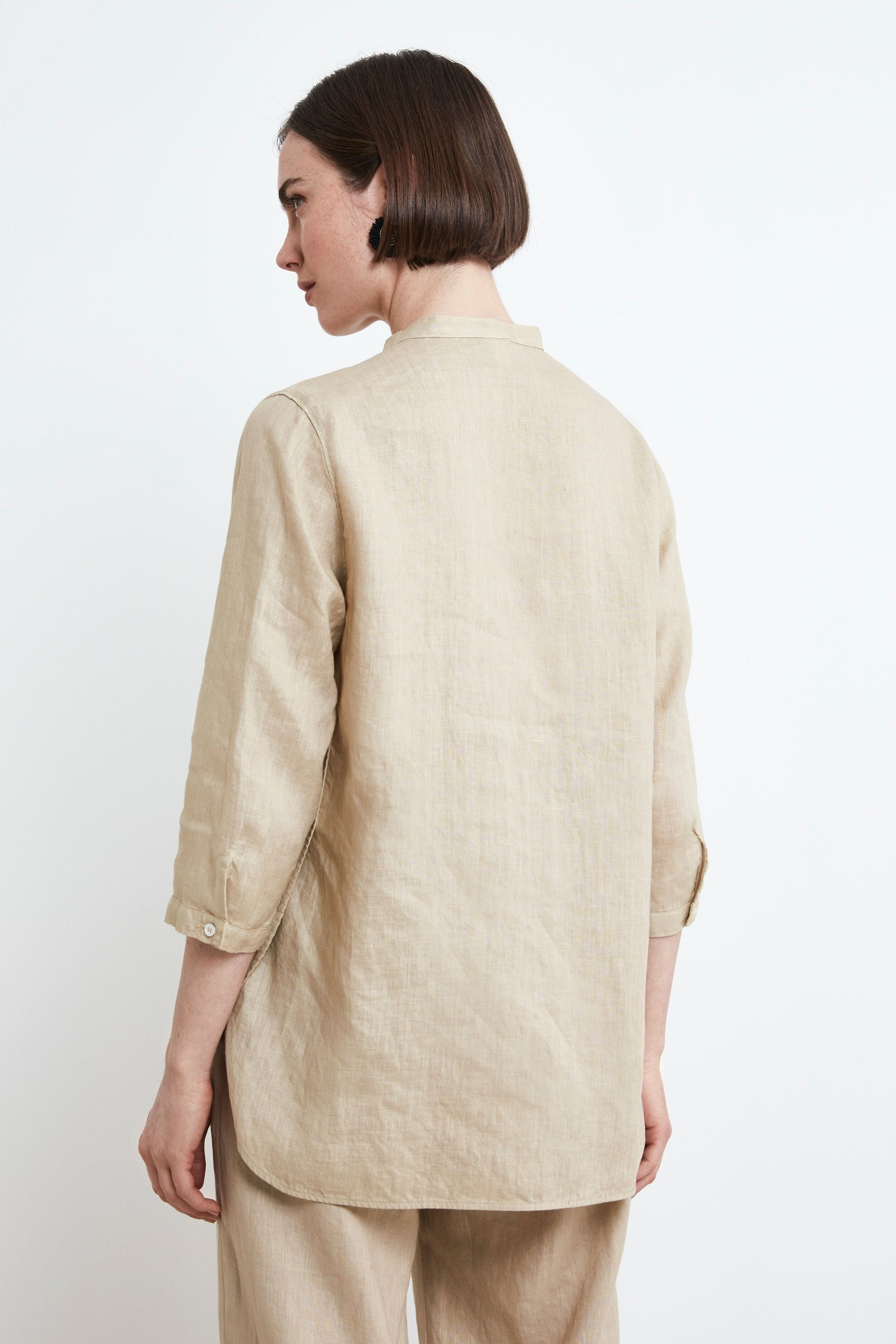 Chemise coréenne en lin - BEIGE