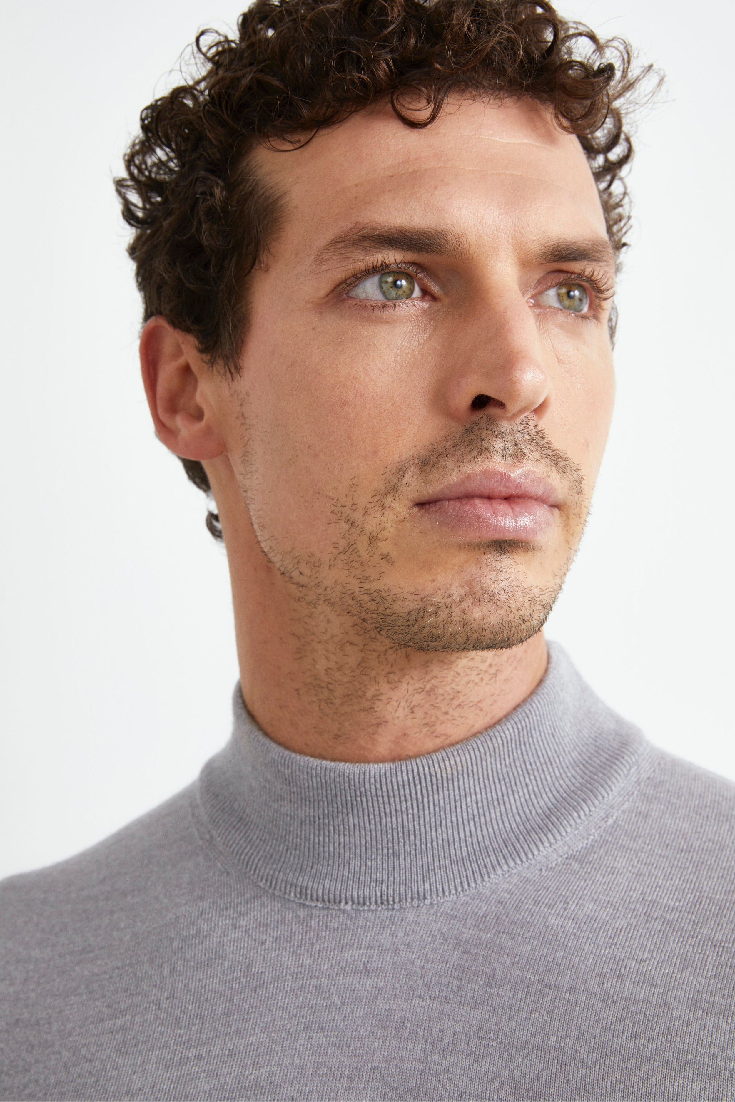 Turtleneck in Merino Wool - Light grey