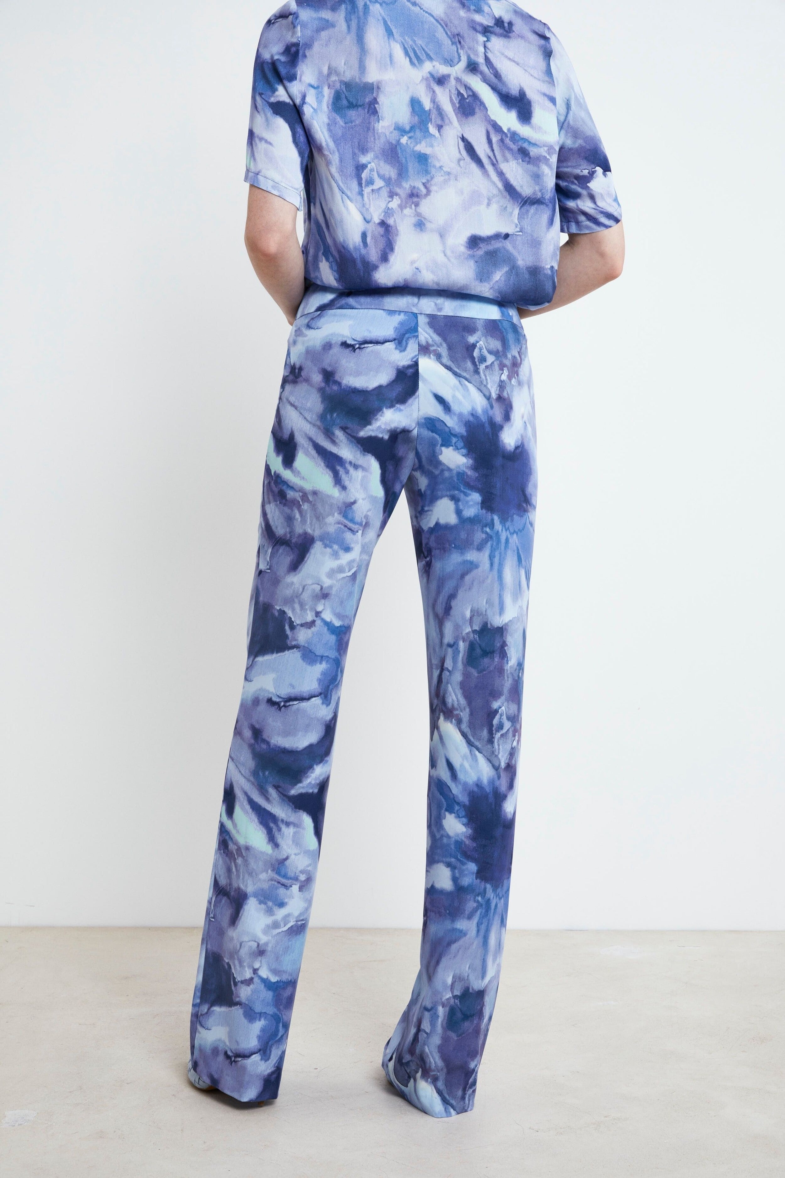 Pantalon à motif cigarette - Motif bleu