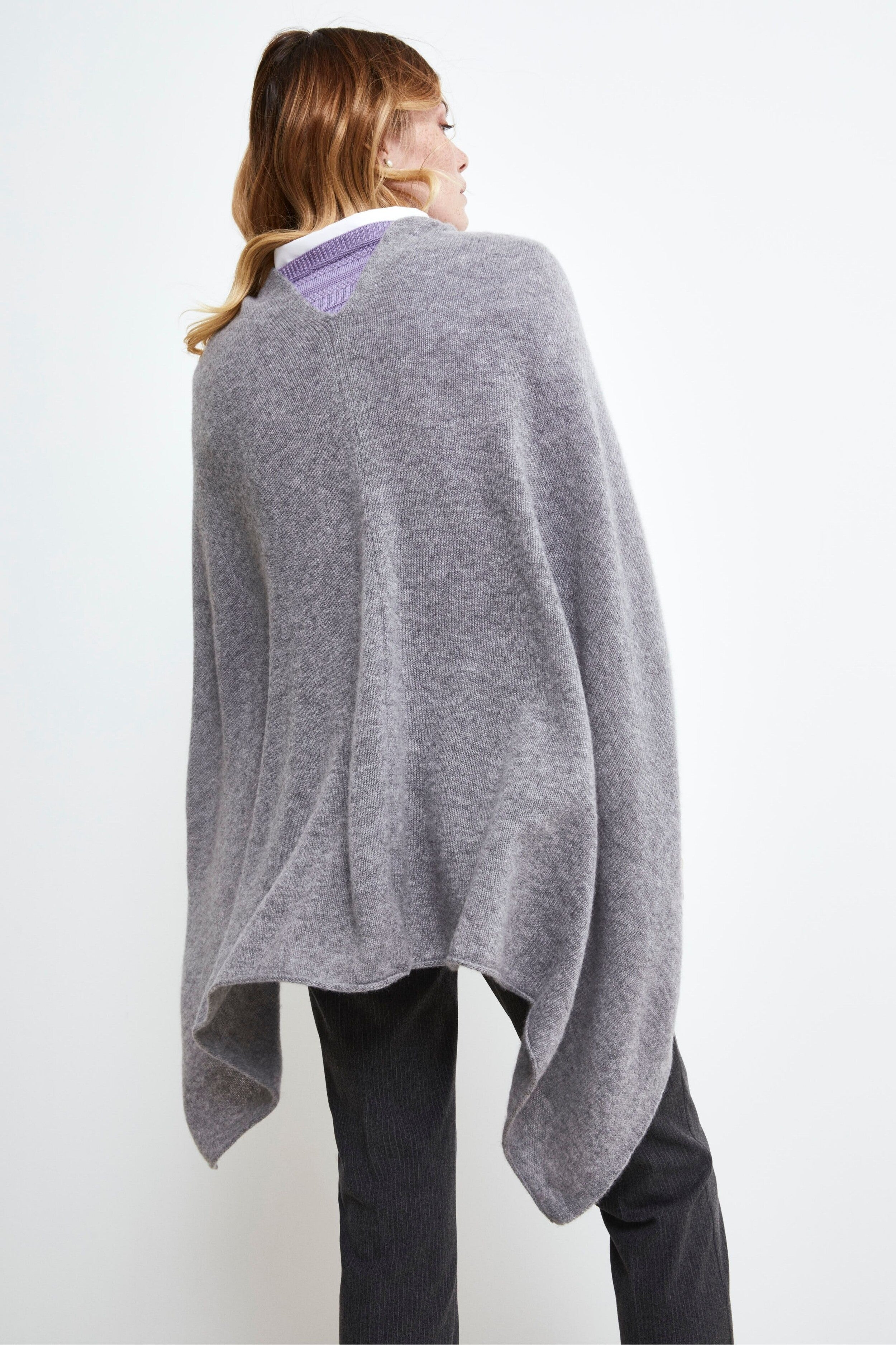 Cape en cachemire pour femmes - Gris moyen