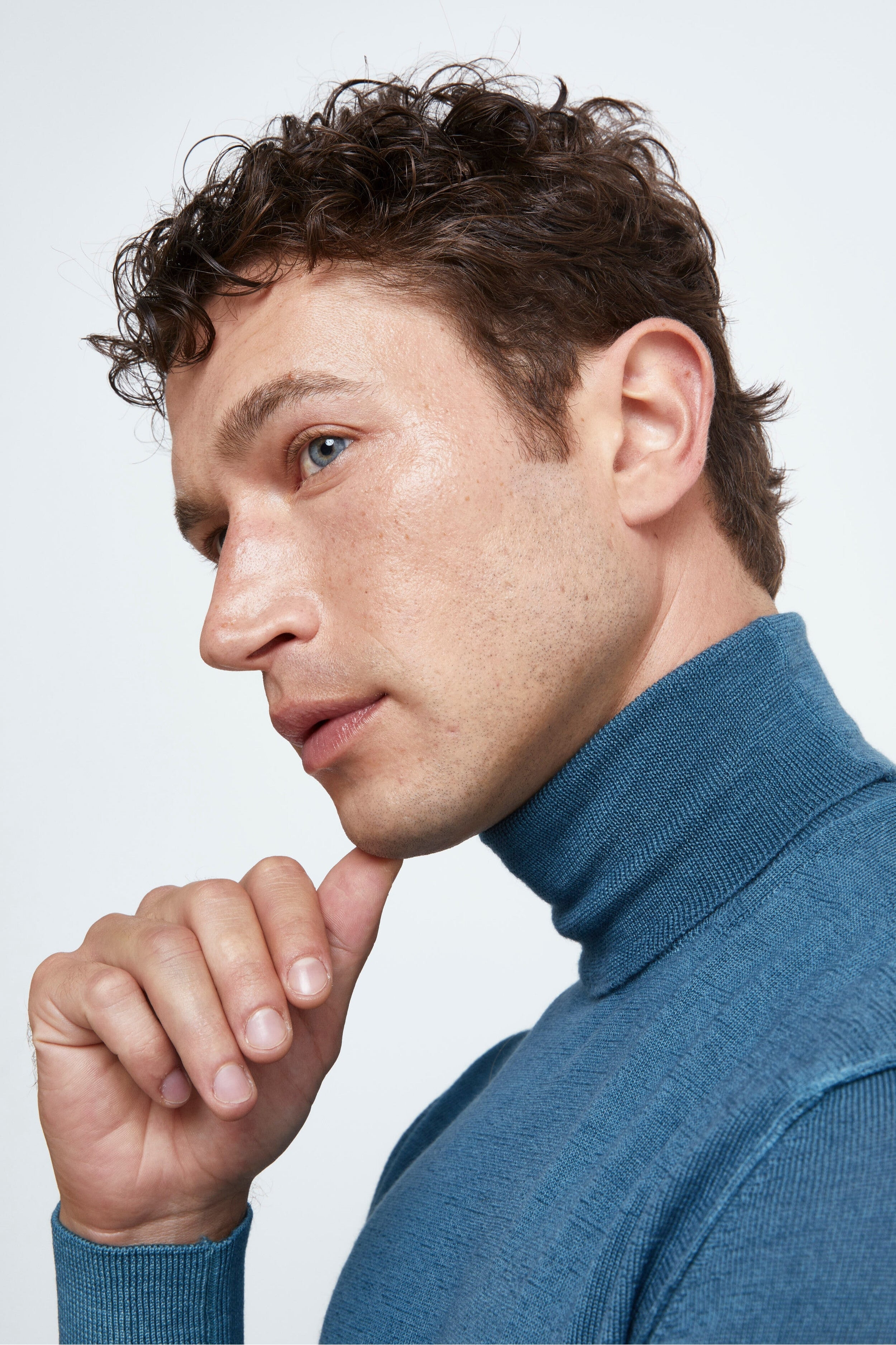 Men’s Merino Wool Turtleneck - Air force blue