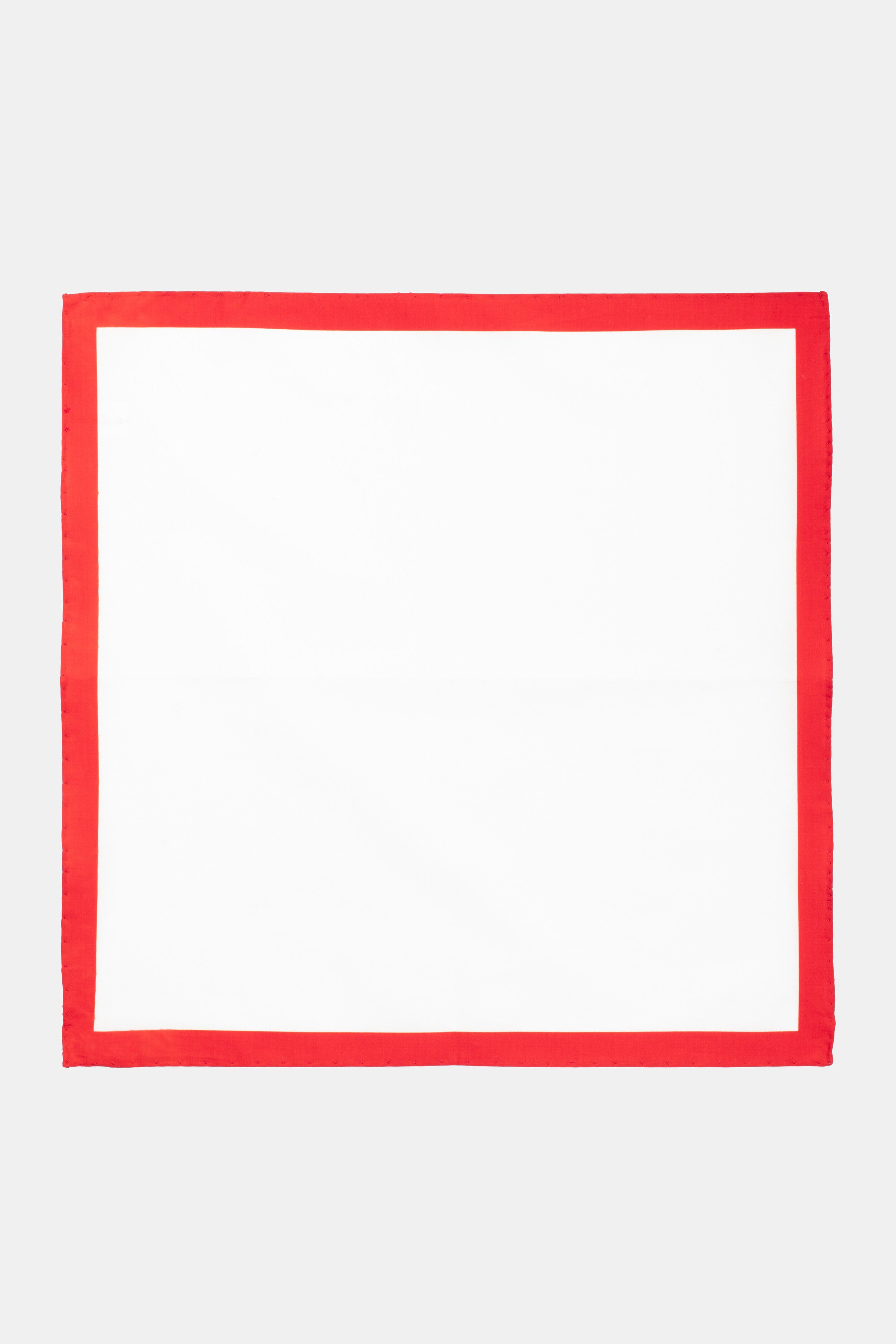 Cotton pocket-square - White-Red