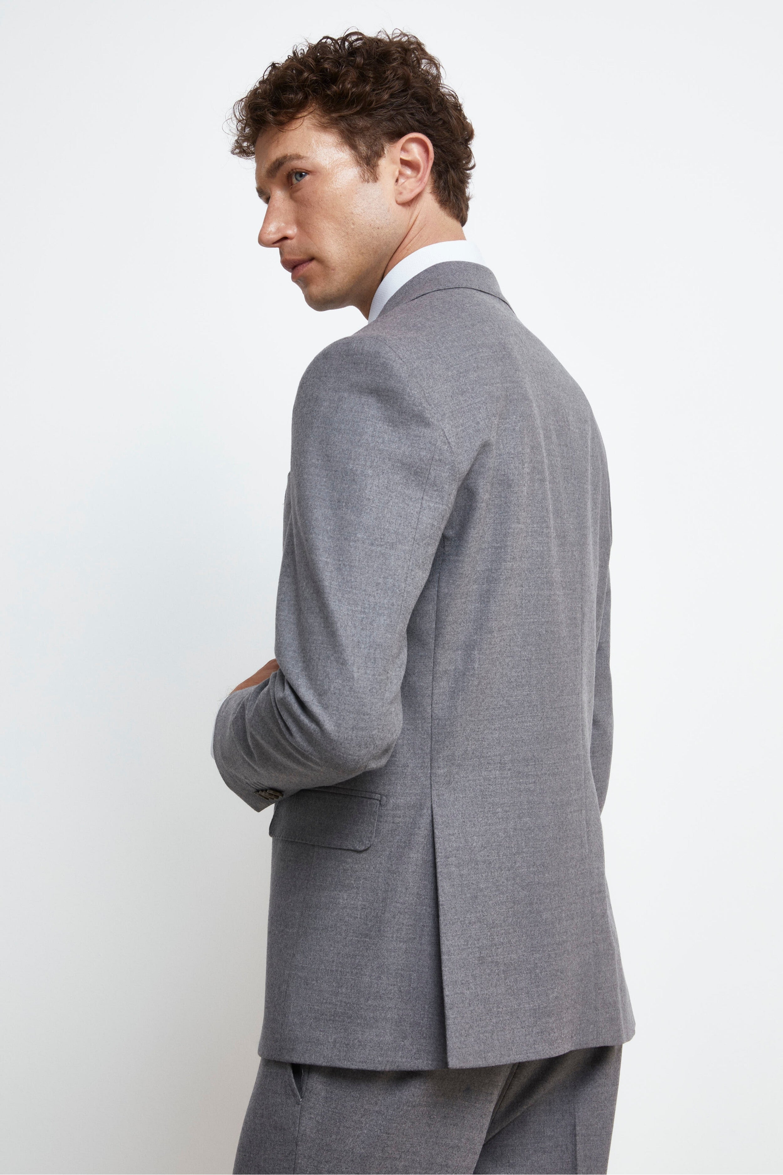 Single-Breasted Wool Suit - Light grey