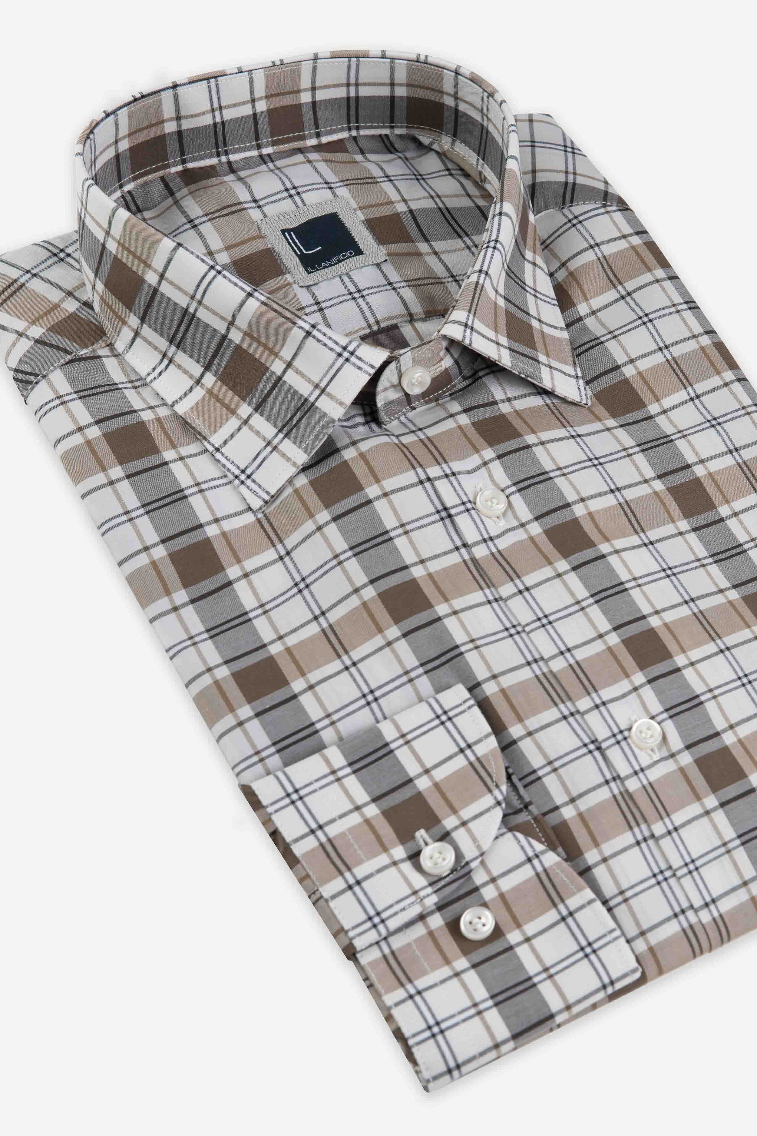 Check cotton shirt - Brown check