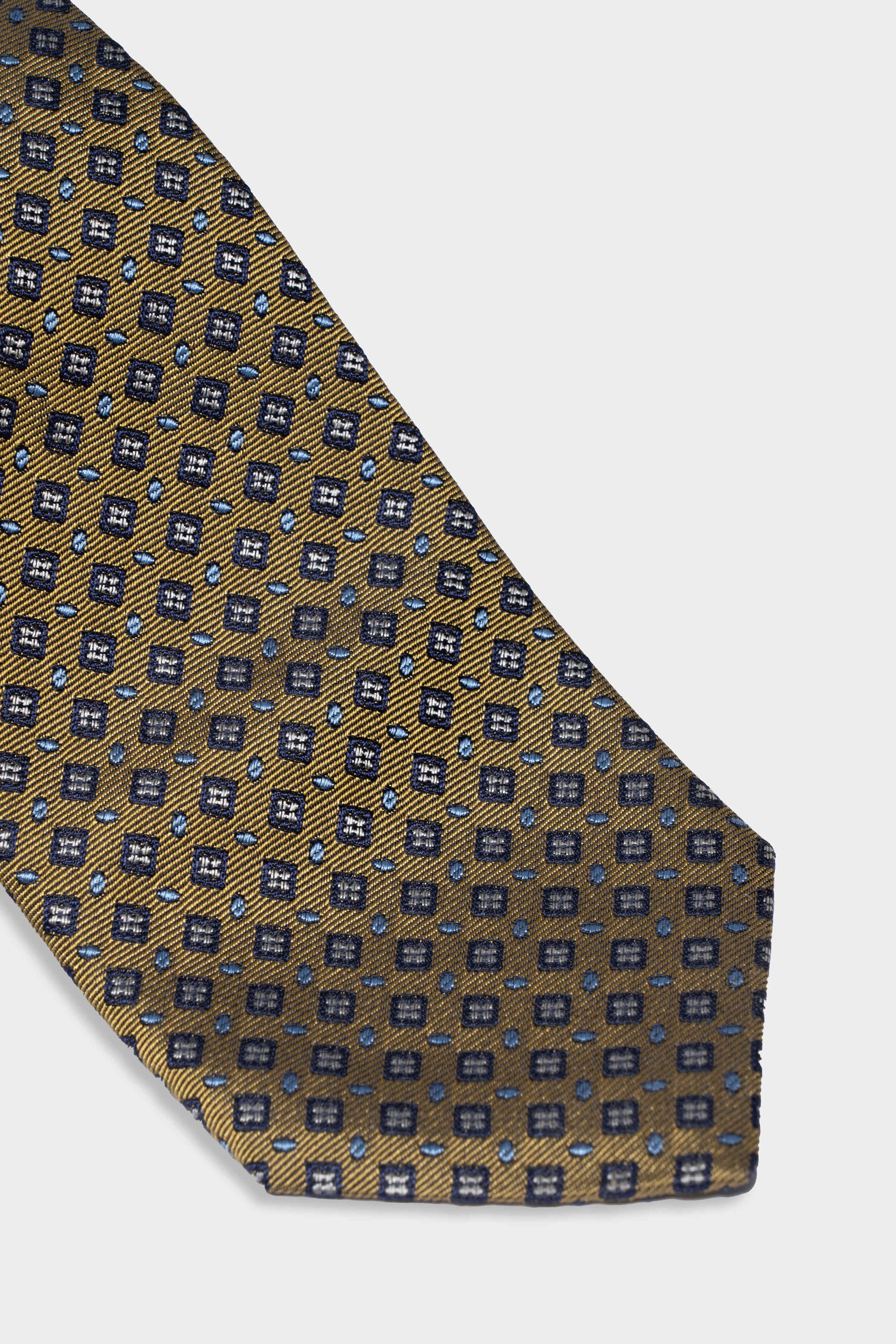 Tie in silk for man - Mustard pattern