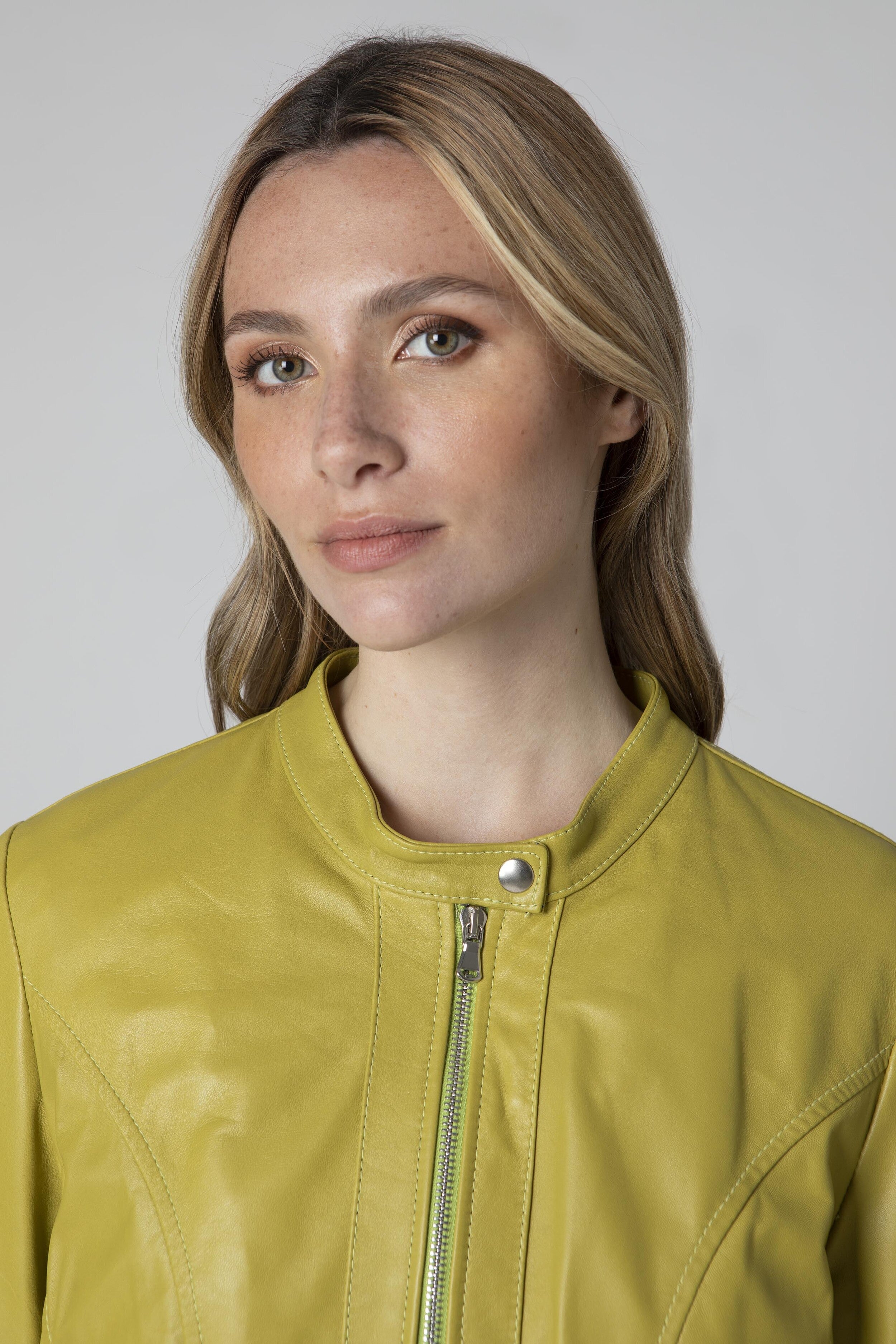 Veste en cuir - VERT NEON