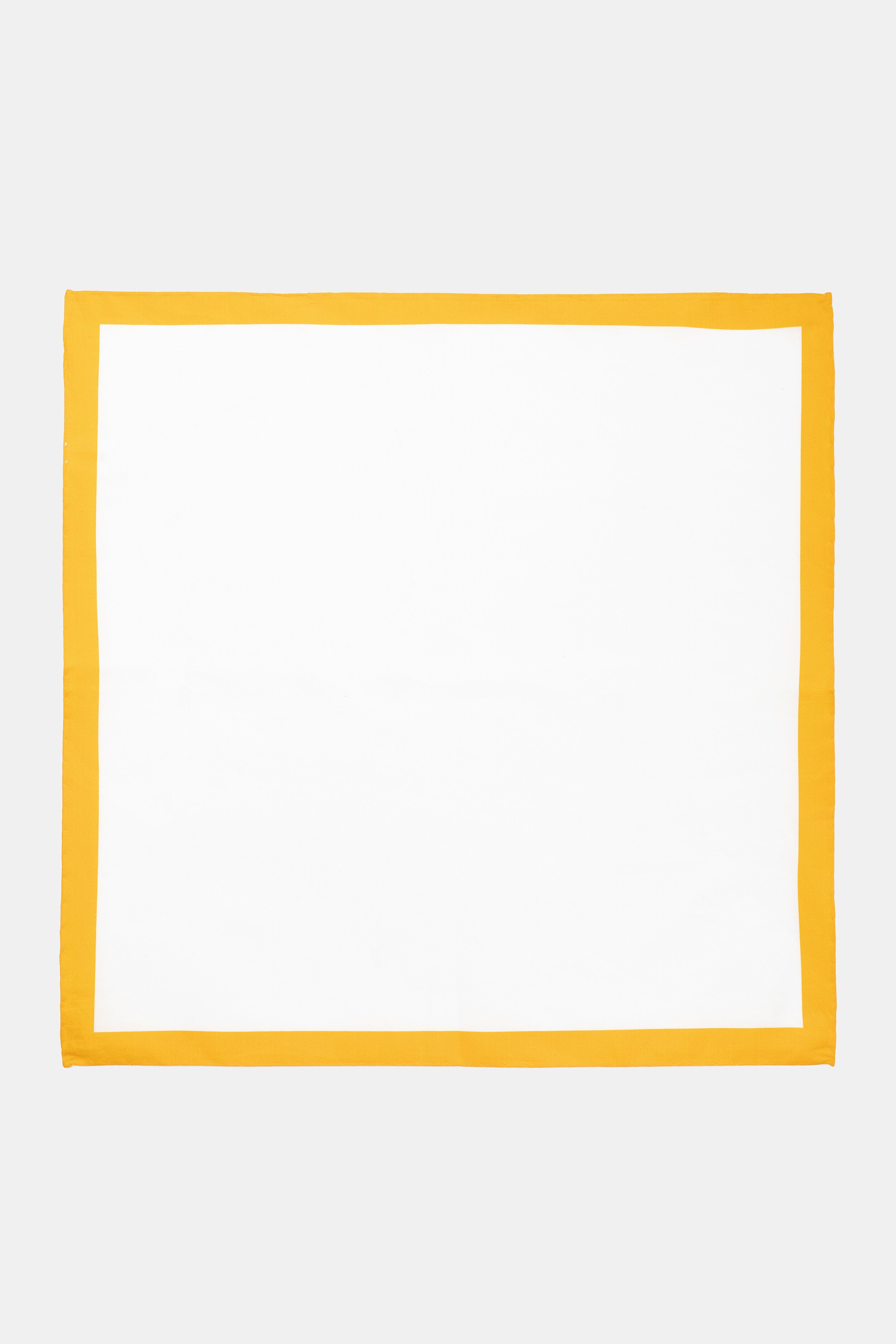 Cotton pocket-square - White-Yellow