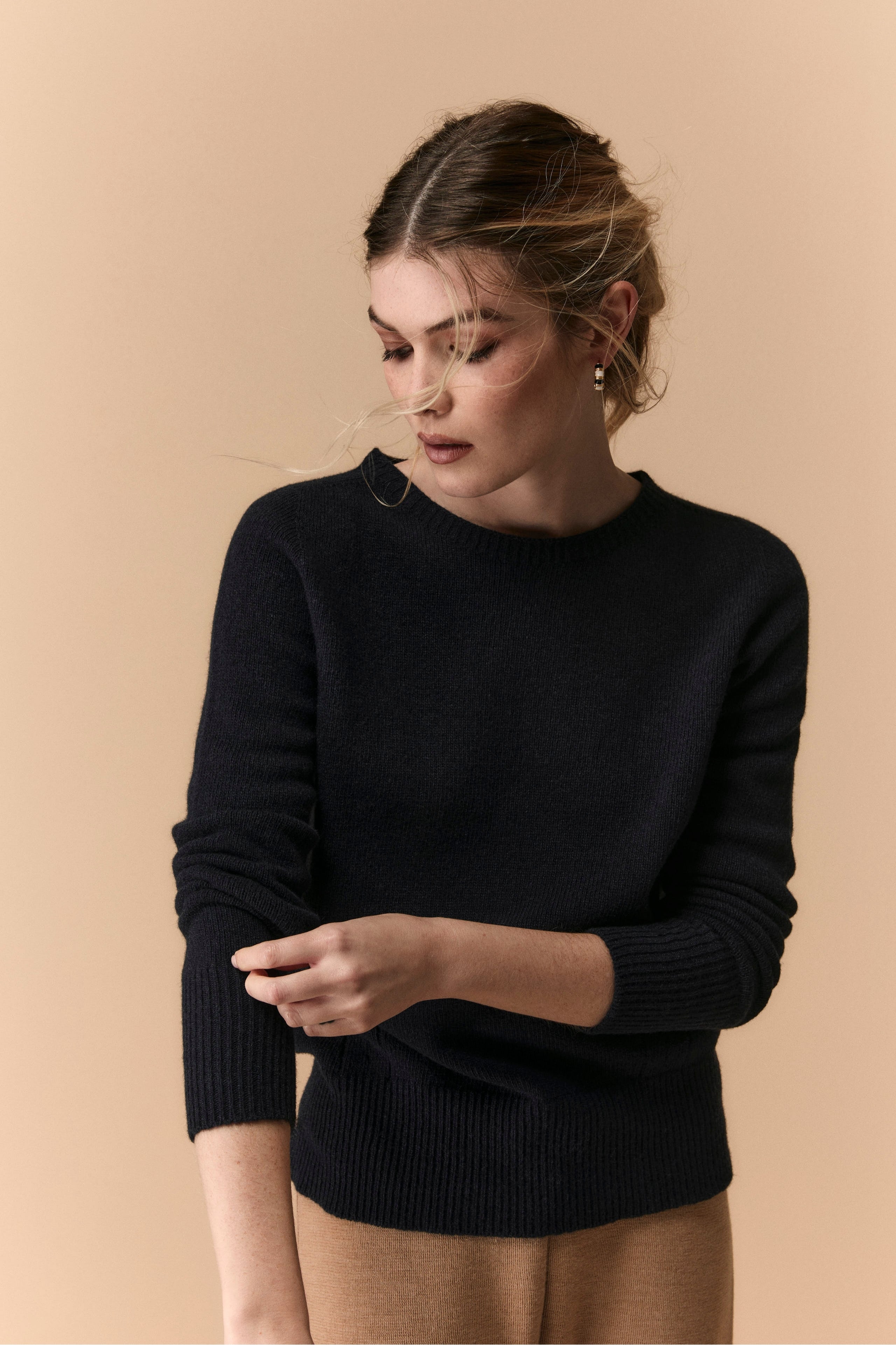 Crew Neck Sweater in Merino Wool - BLUE