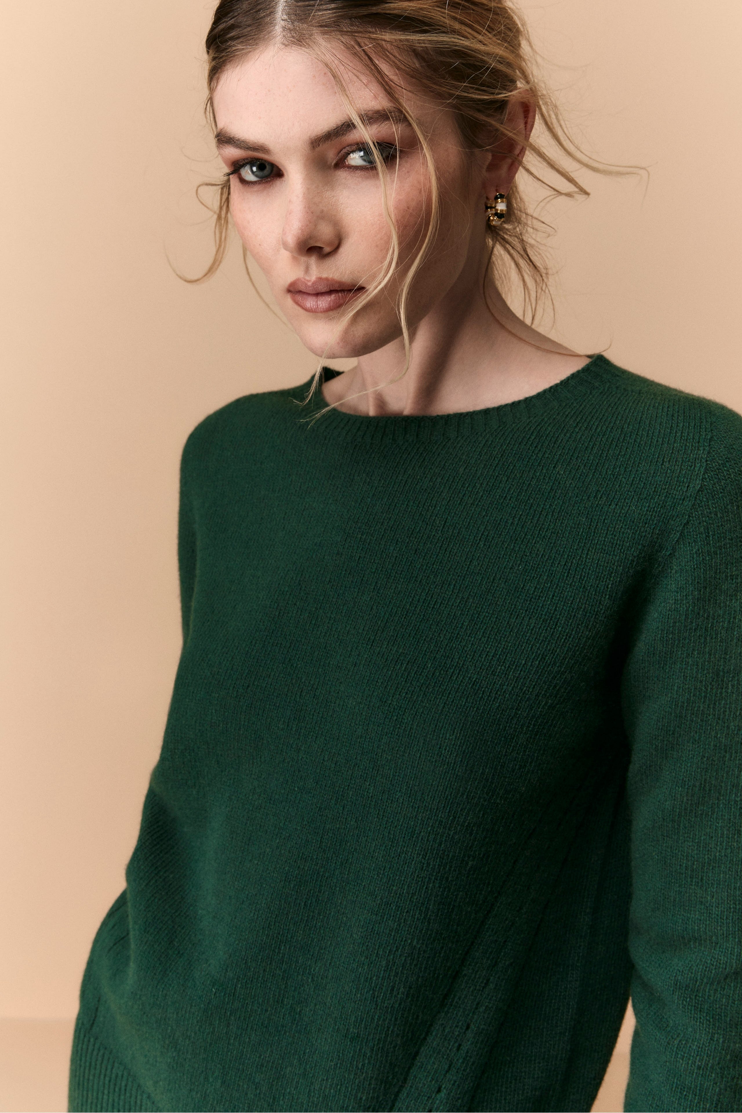 Crew Neck Sweater in Merino Wool - GREEN