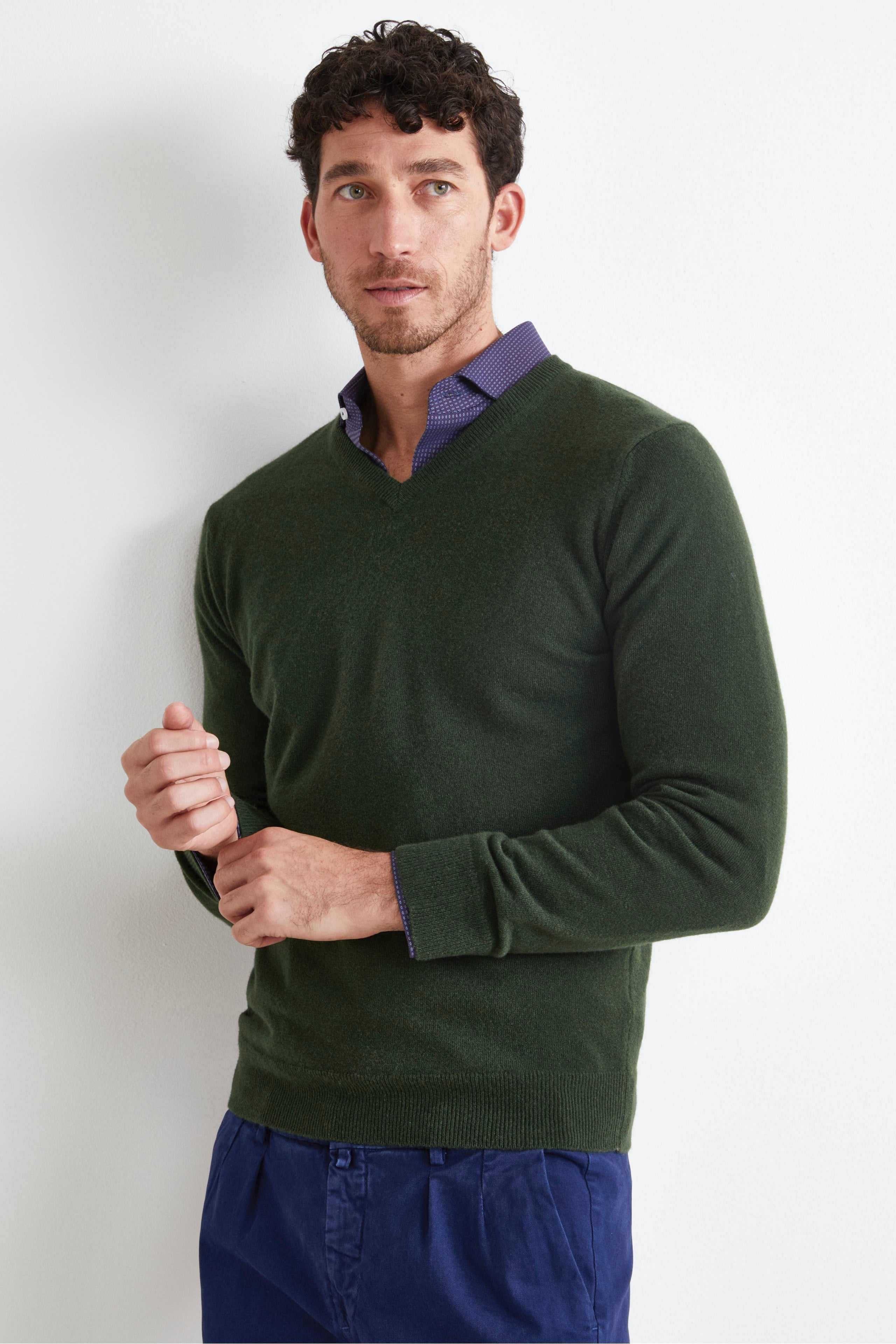 Wool V-neck sweater - Green