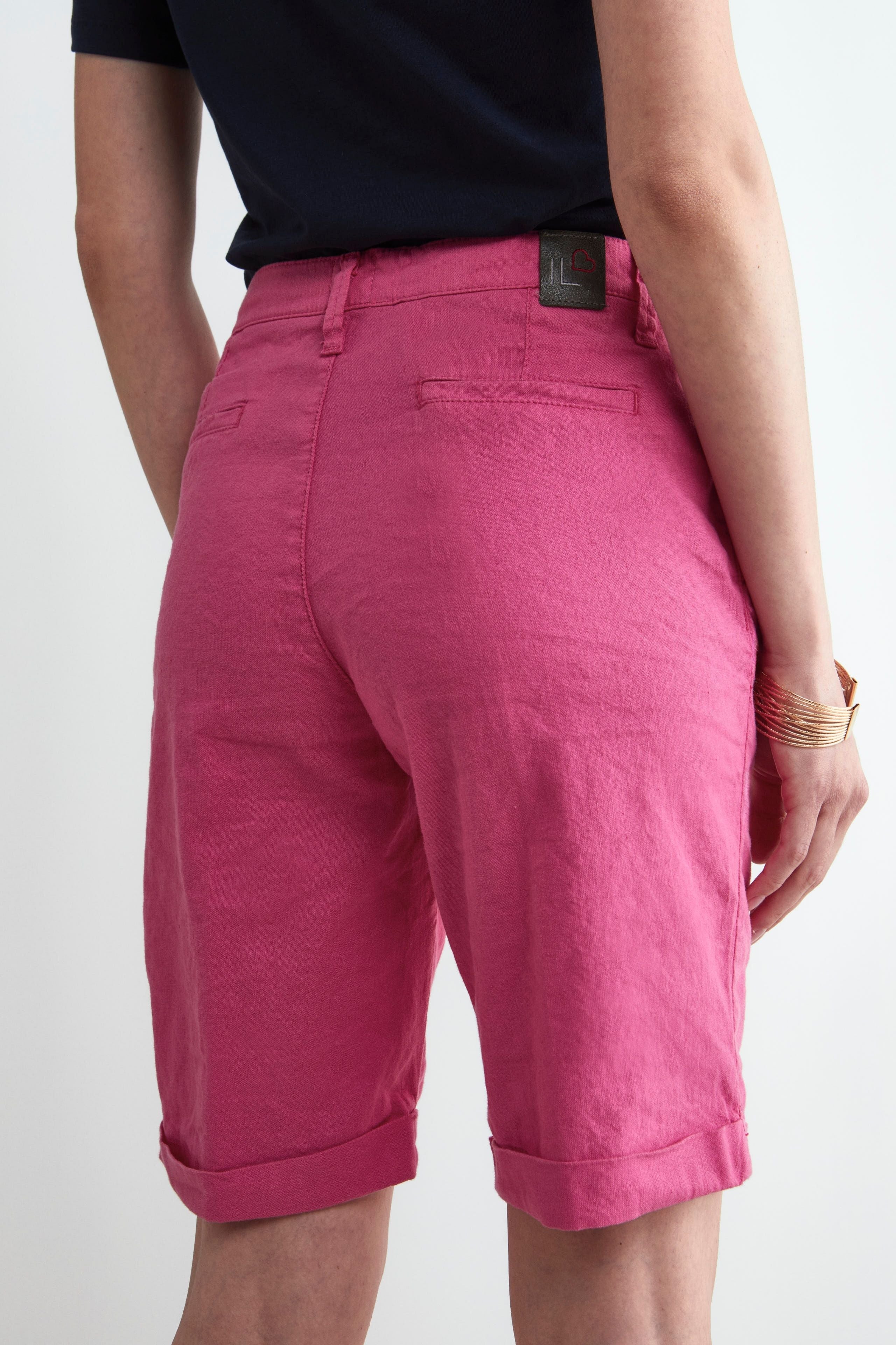 Linen bermuda shorts - Strawberry pink