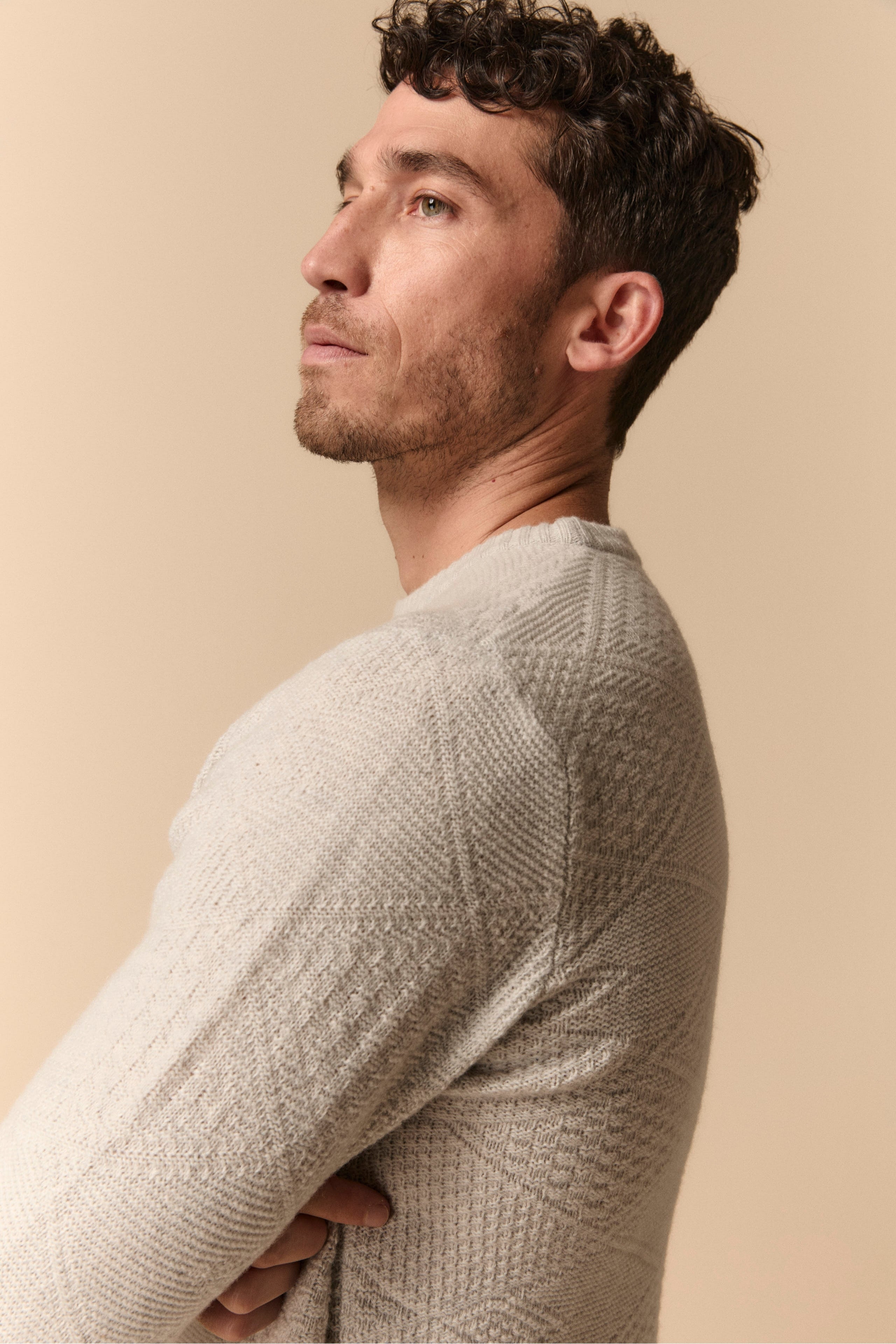 Knitted Crew Neck in Extra Fine Merino Wool - PEARL