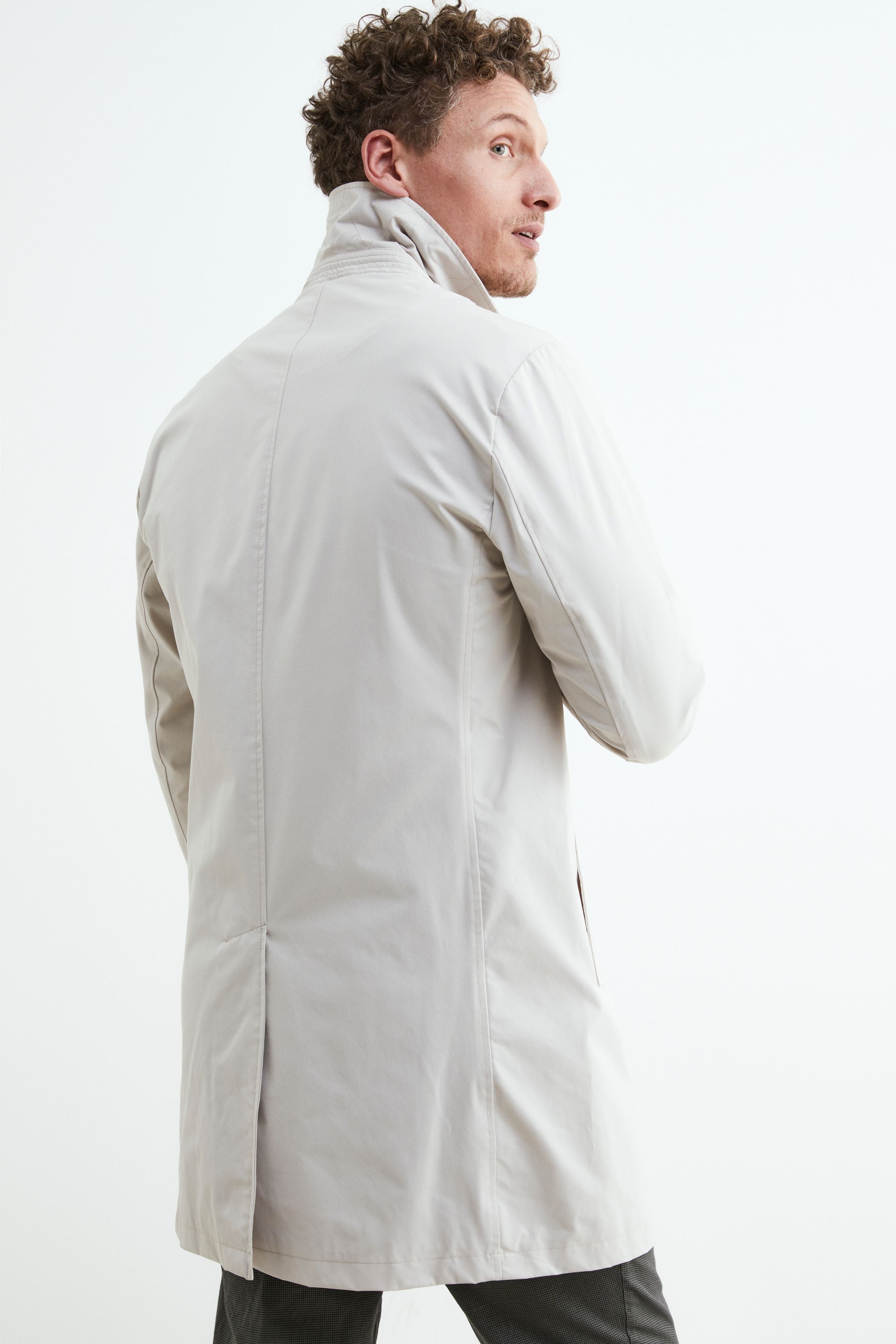 Elegant single-breasted raincoat - Ivory