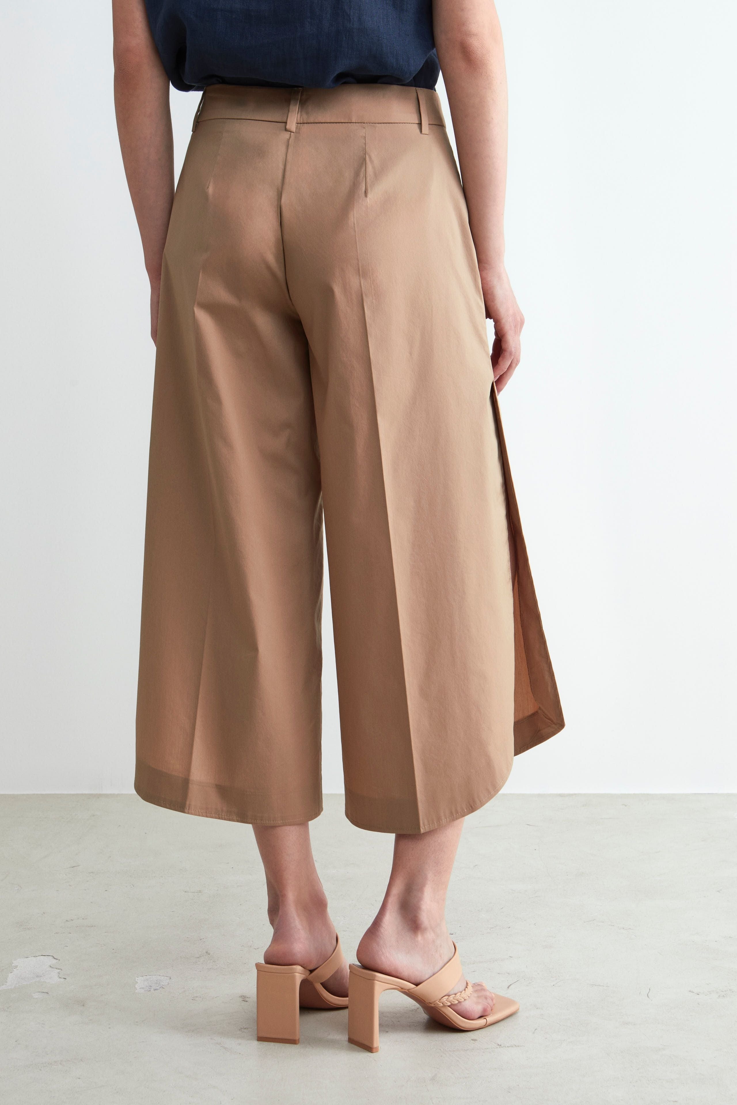 Culotte Trousers with Slits - KAKI